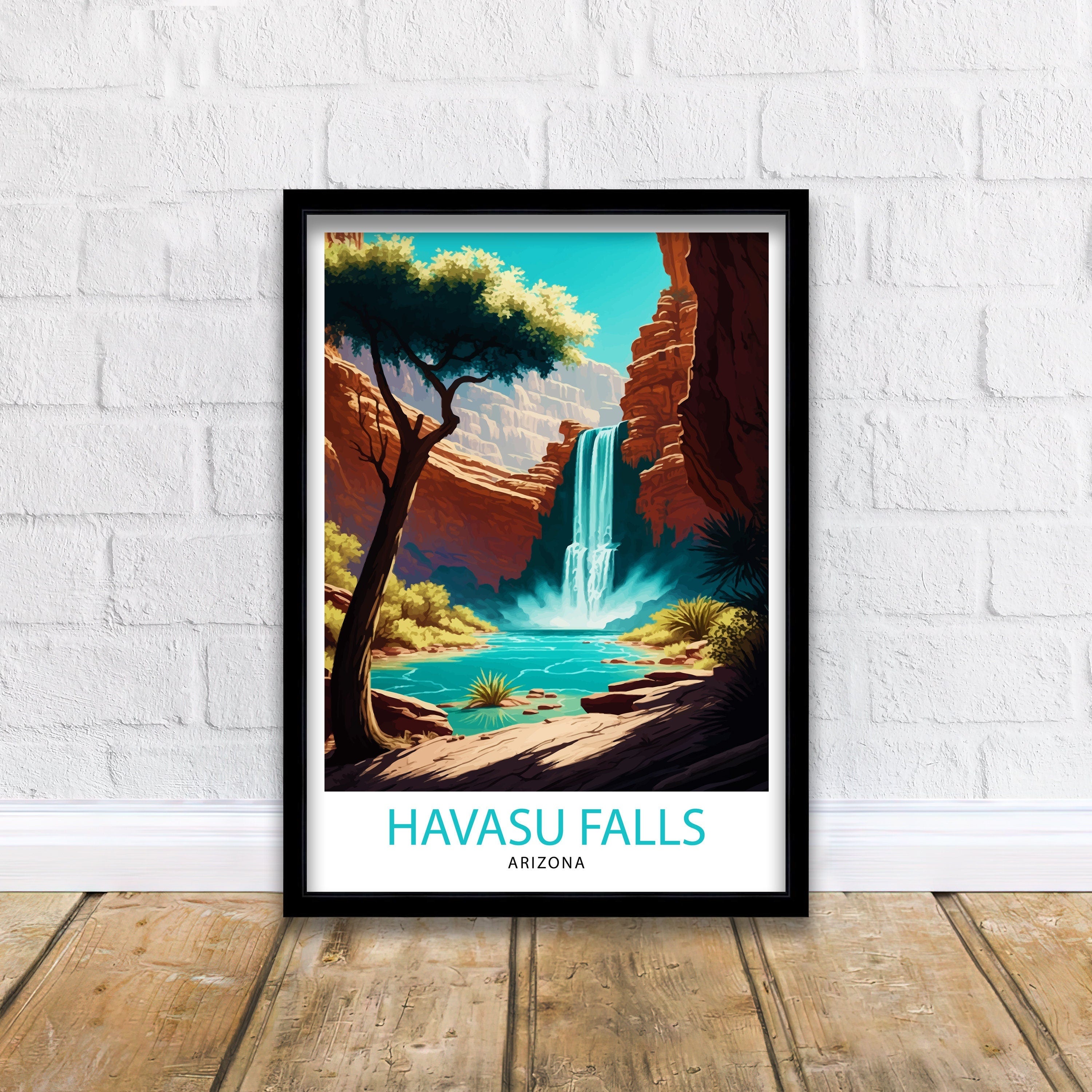 Havasu Falls Arizona Travel Print| Wall Decor, Home Living Decor Havasu Falls Illustration Travel Poster, Gift For Havasu Falls