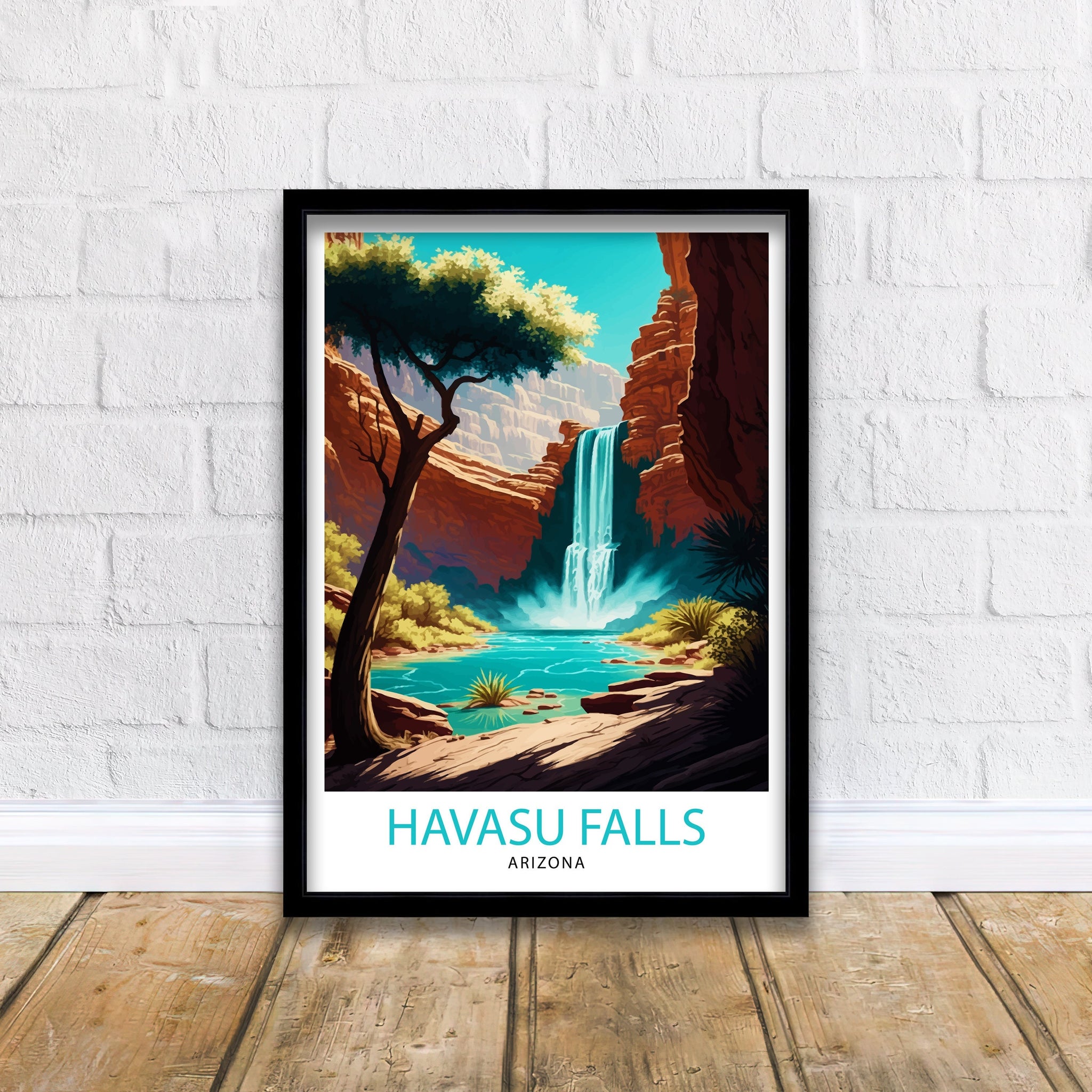 Havasu Falls Arizona Travel Print| Wall Decor, Home Living Decor Havasu Falls Illustration Travel Poster, Gift For Havasu Falls