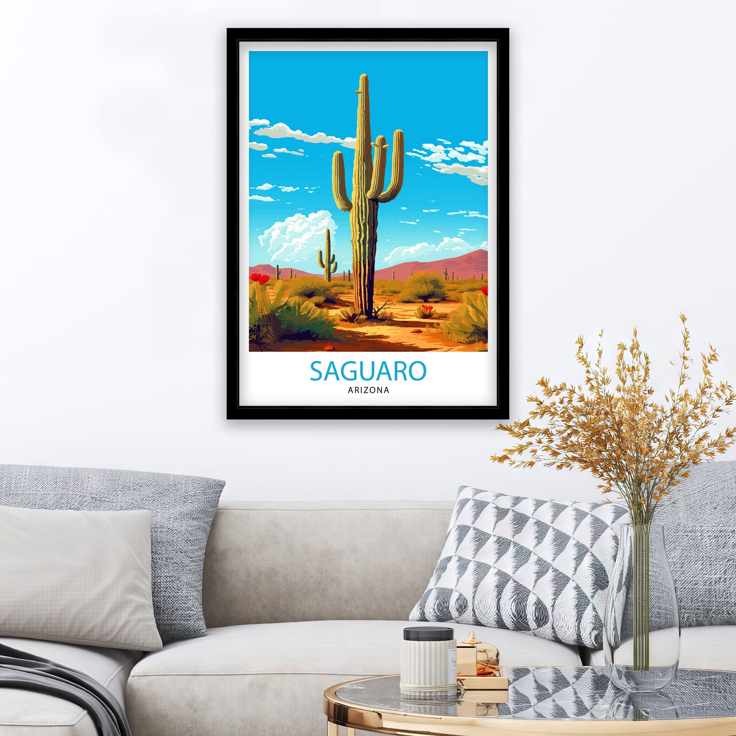 Saguaro Arizona Travel Print Saguaro Wall Decor Saguaro Home Living Decor Saguaro Illustration Travel Poster Gift for Arizona Lovers Arizona