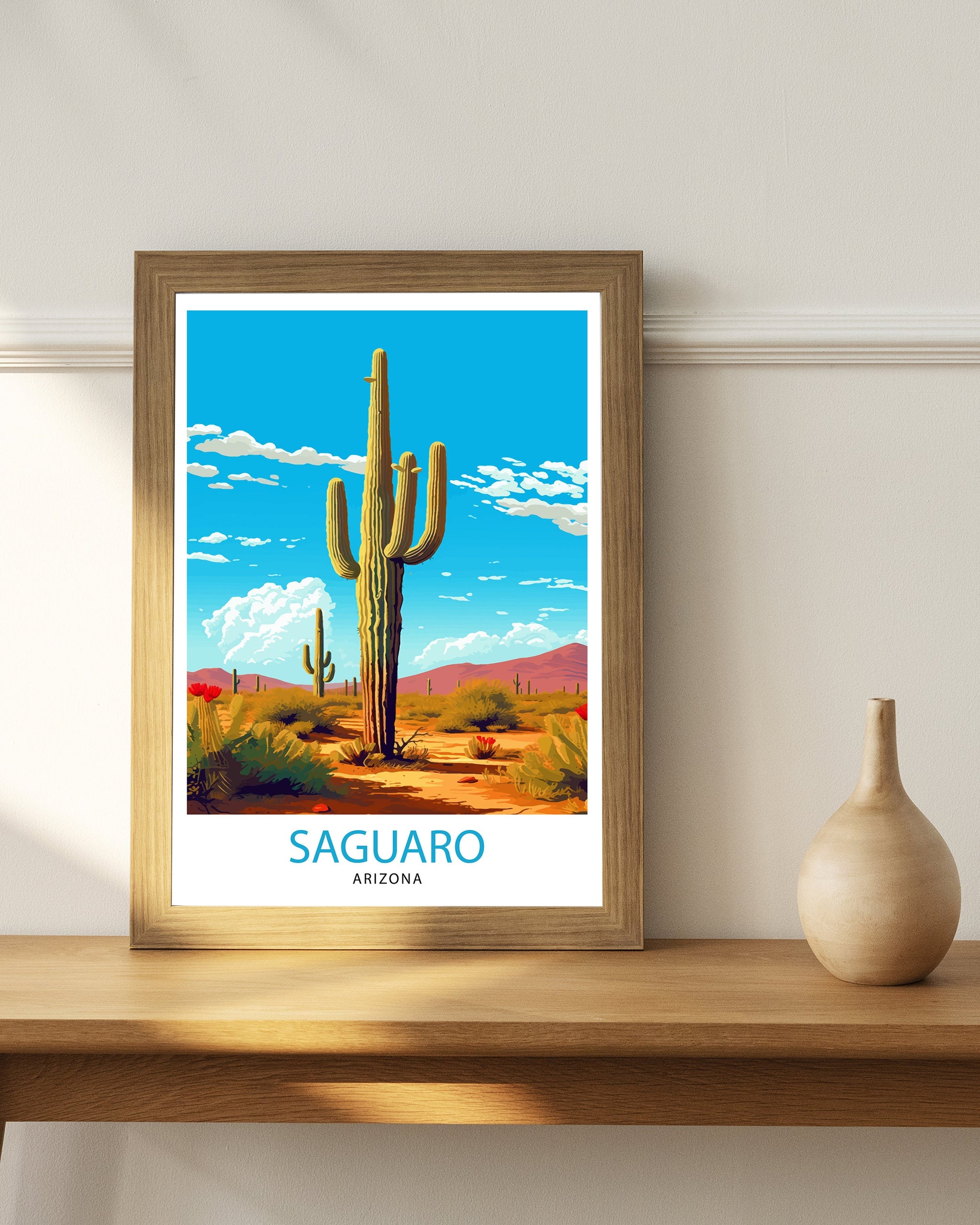 Saguaro Arizona Travel Print Saguaro Wall Decor Saguaro Home Living Decor Saguaro Illustration Travel Poster Gift for Arizona Lovers Arizona