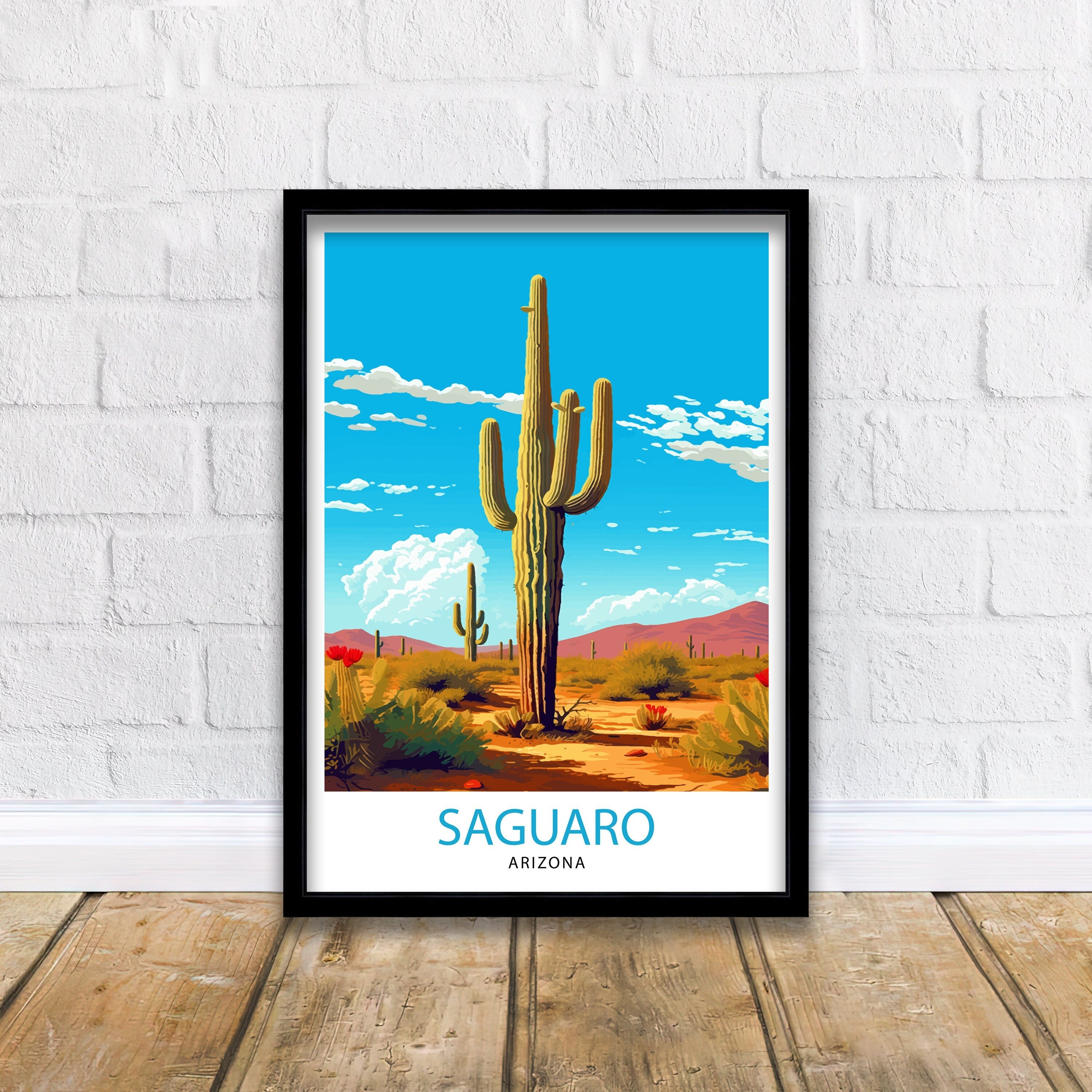 Saguaro Arizona Travel Print Saguaro Wall Decor Saguaro Home Living Decor Saguaro Illustration Travel Poster Gift for Arizona Lovers Arizona