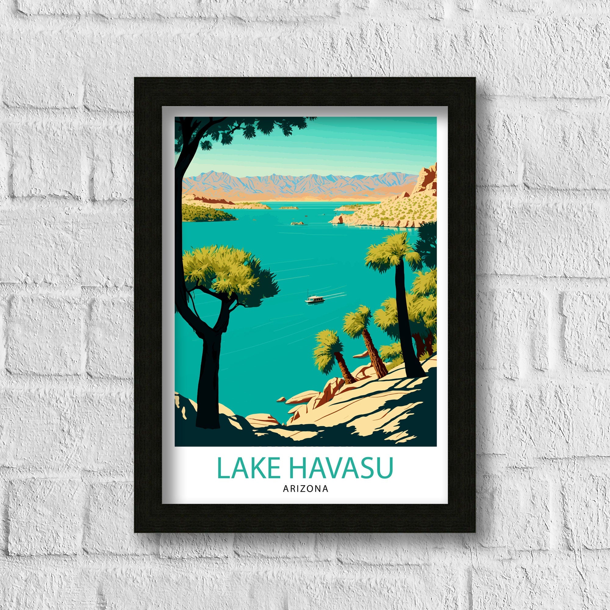 Lake Havasu Arizona Travel Print| Lake Havasu Wall Decor Arizona Home Living Decor Lake Havasu Illustration Travel Poster Gift for Arizona