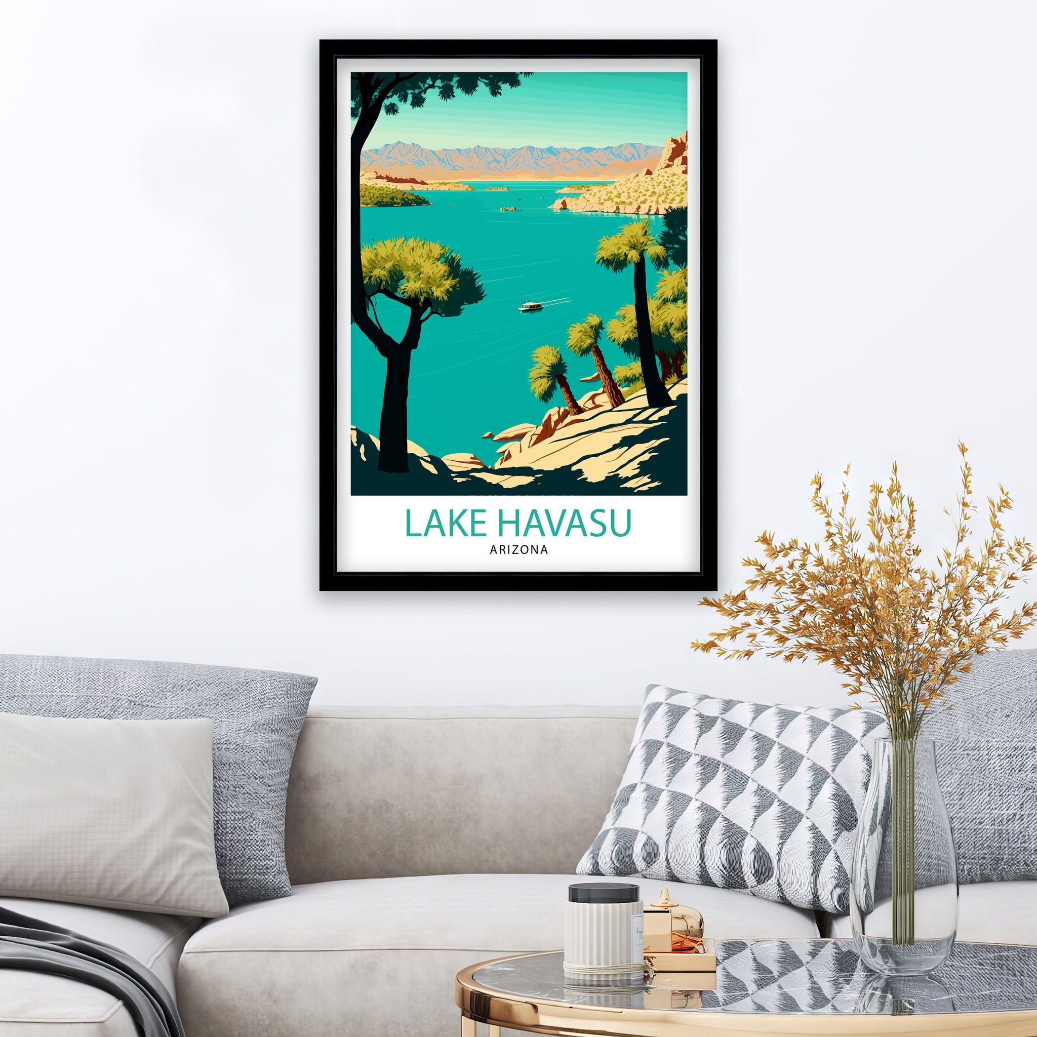 Lake Havasu Arizona Travel Print| Lake Havasu Wall Decor Arizona Home Living Decor Lake Havasu Illustration Travel Poster Gift for Arizona