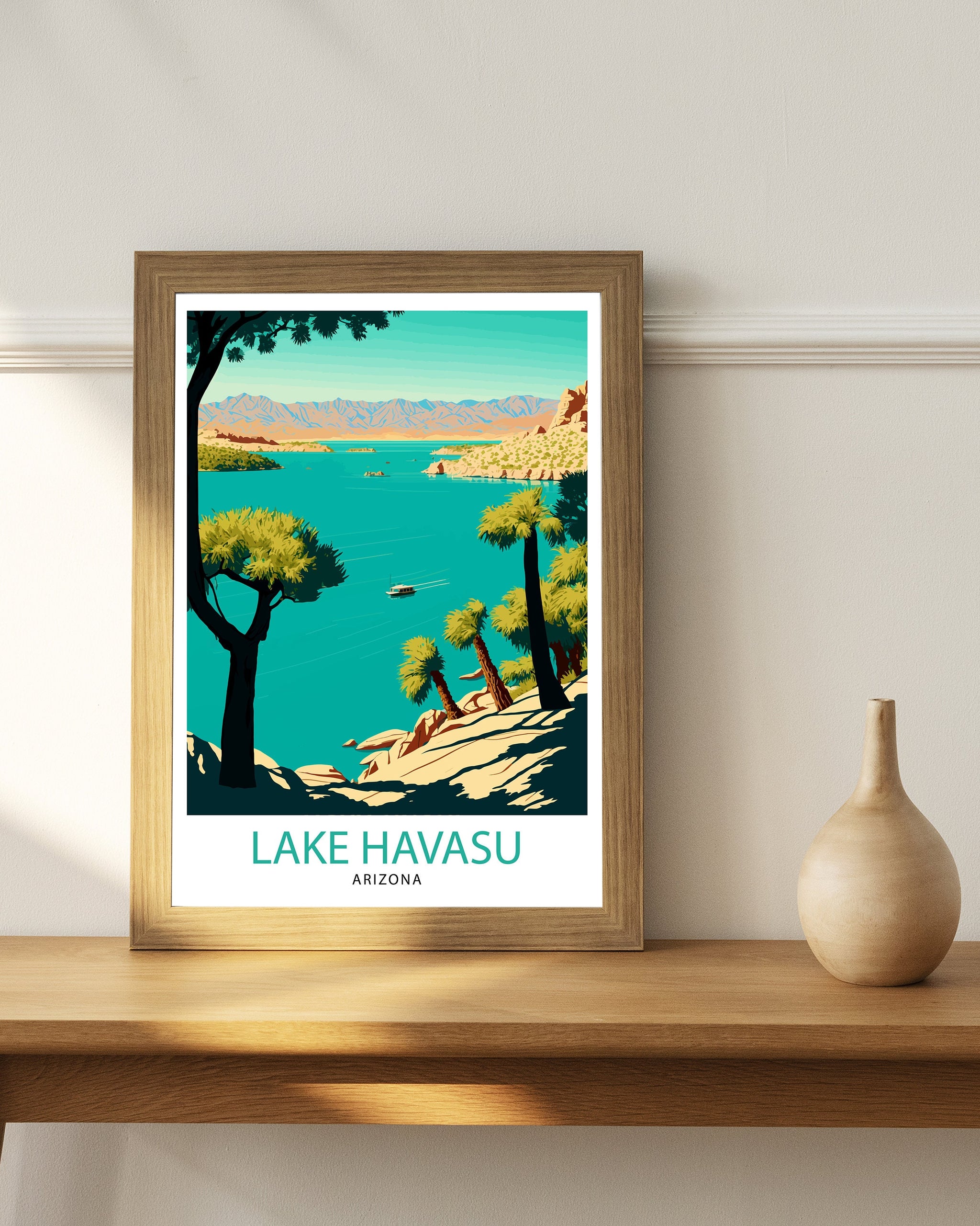 Lake Havasu Arizona Travel Print| Lake Havasu Wall Decor Arizona Home Living Decor Lake Havasu Illustration Travel Poster Gift for Arizona