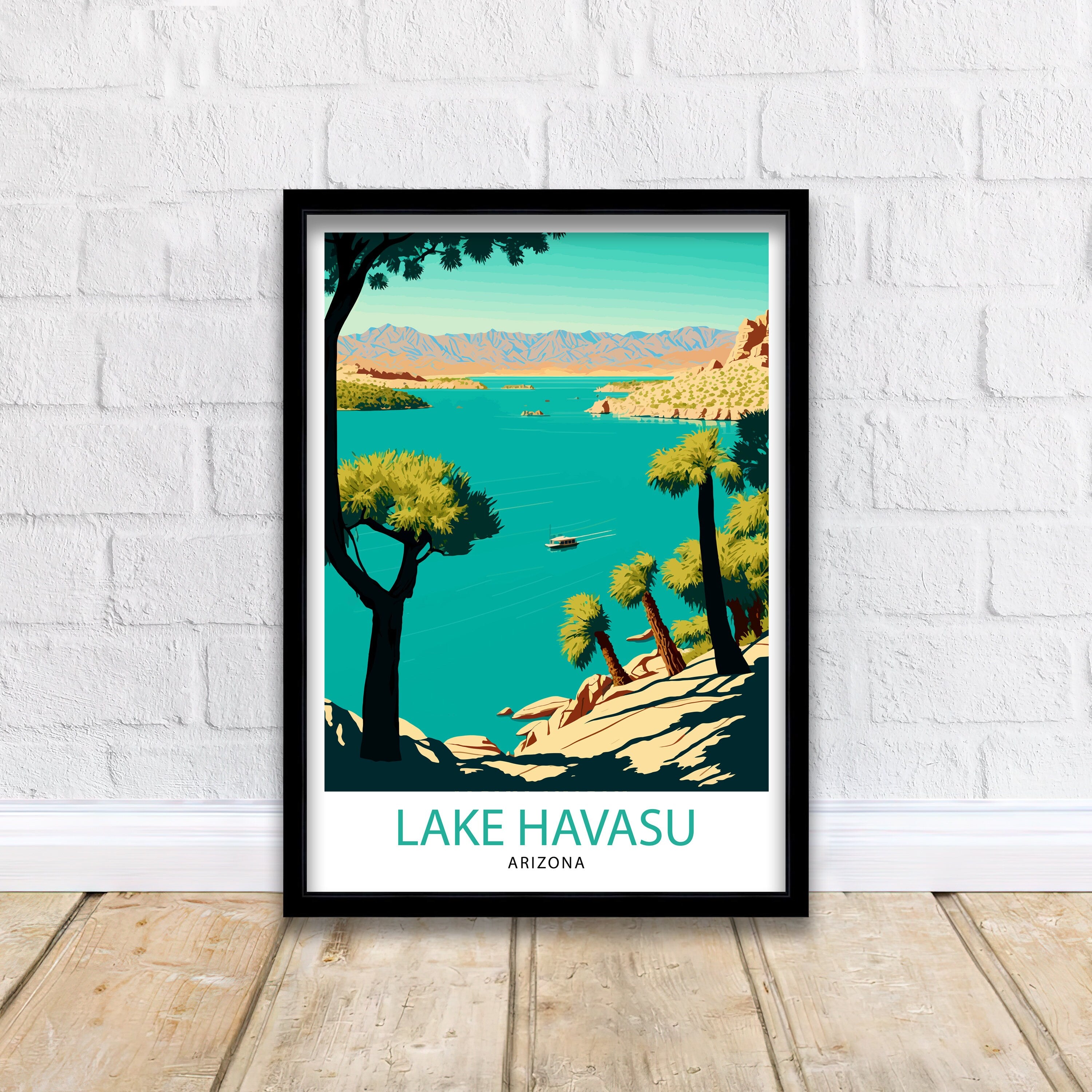 Lake Havasu Arizona Travel Print| Lake Havasu Wall Decor Arizona Home Living Decor Lake Havasu Illustration Travel Poster Gift for Arizona