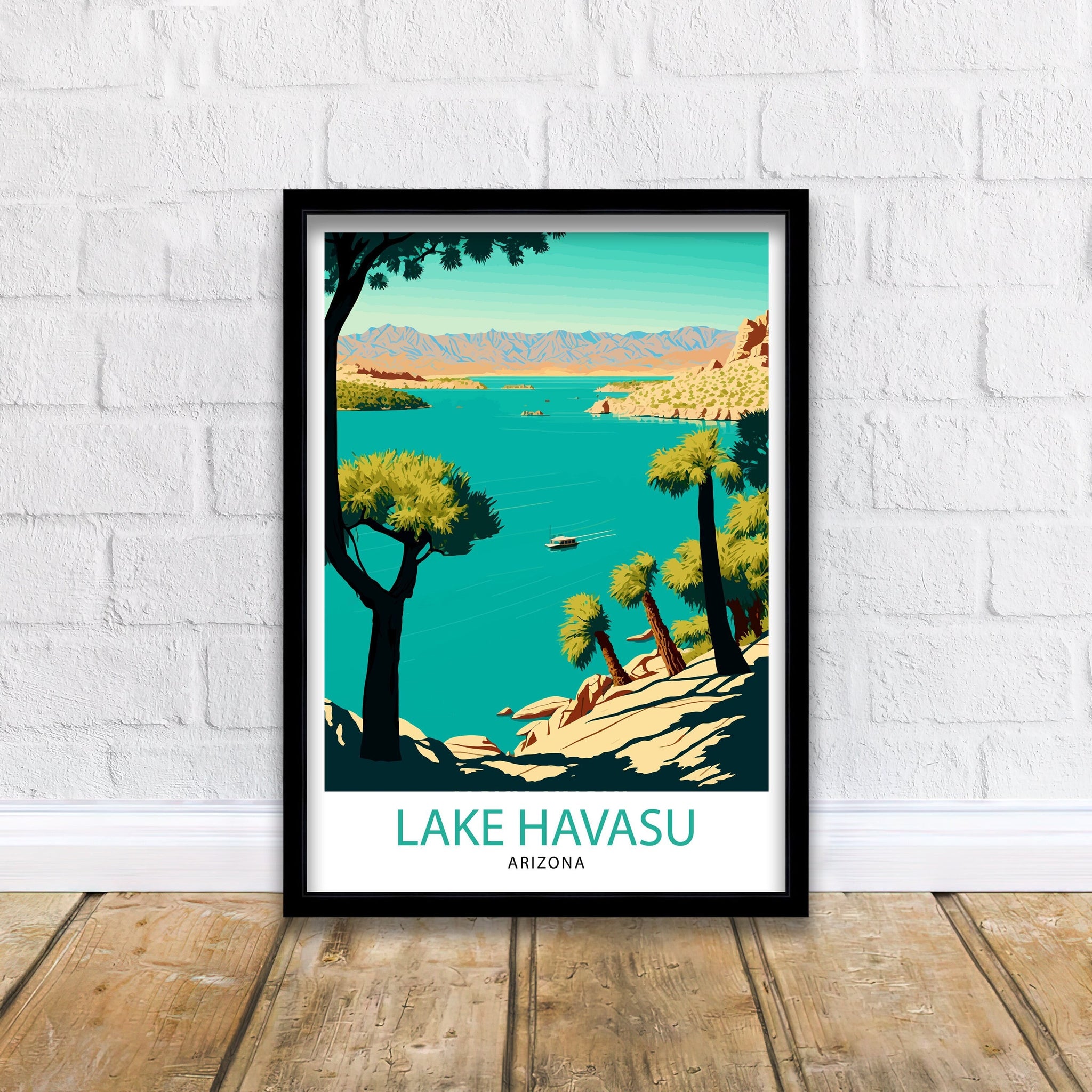 Lake Havasu Arizona Travel Print| Lake Havasu Wall Decor Arizona Home Living Decor Lake Havasu Illustration Travel Poster Gift for Arizona