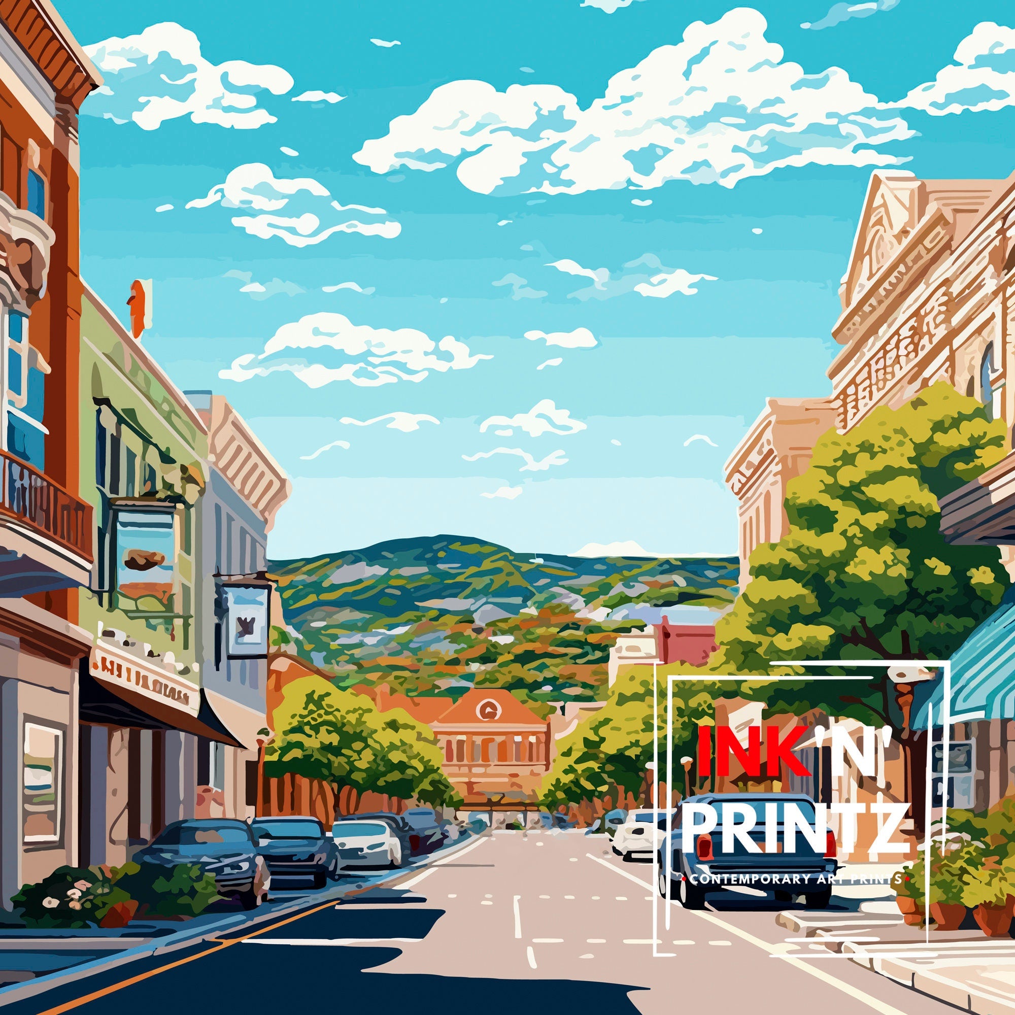 Prescott Arizona Travel Print| Prescott Wall Art Arizona Travel Poster Prescott Arizona Home Decor Prescott Illustration Gift For Arizona