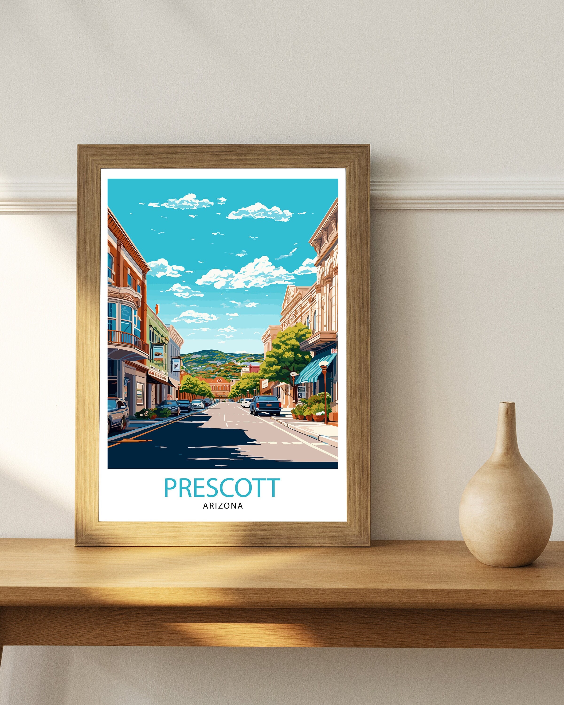 Prescott Arizona Travel Print| Prescott Wall Art Arizona Travel Poster Prescott Arizona Home Decor Prescott Illustration Gift For Arizona