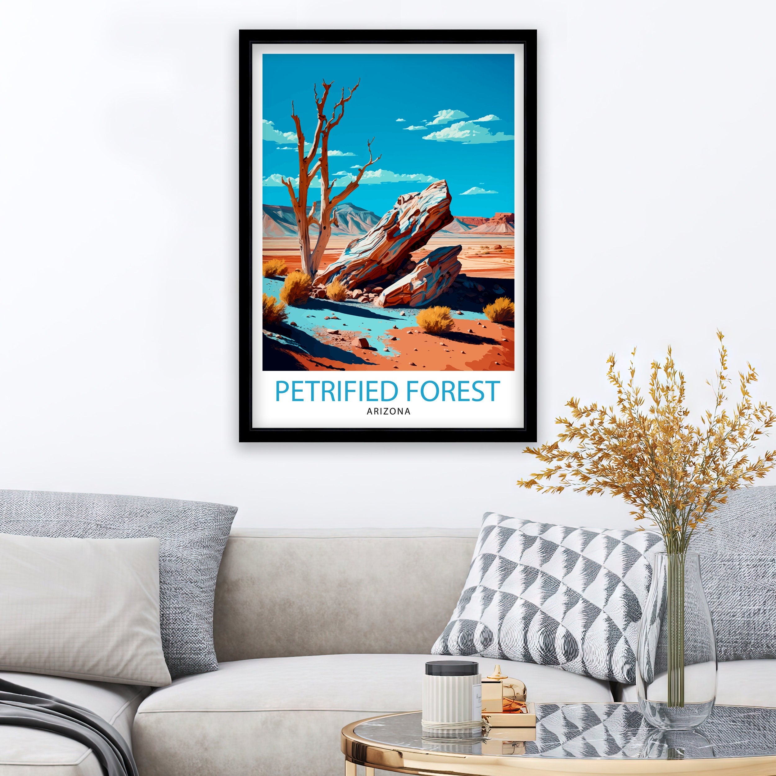 Petrified Forest Arizona Travel Print| Arizona Wall Decor Arizona Home Living Decor Arizona Illustration Travel Poster Gift For Arizona Home