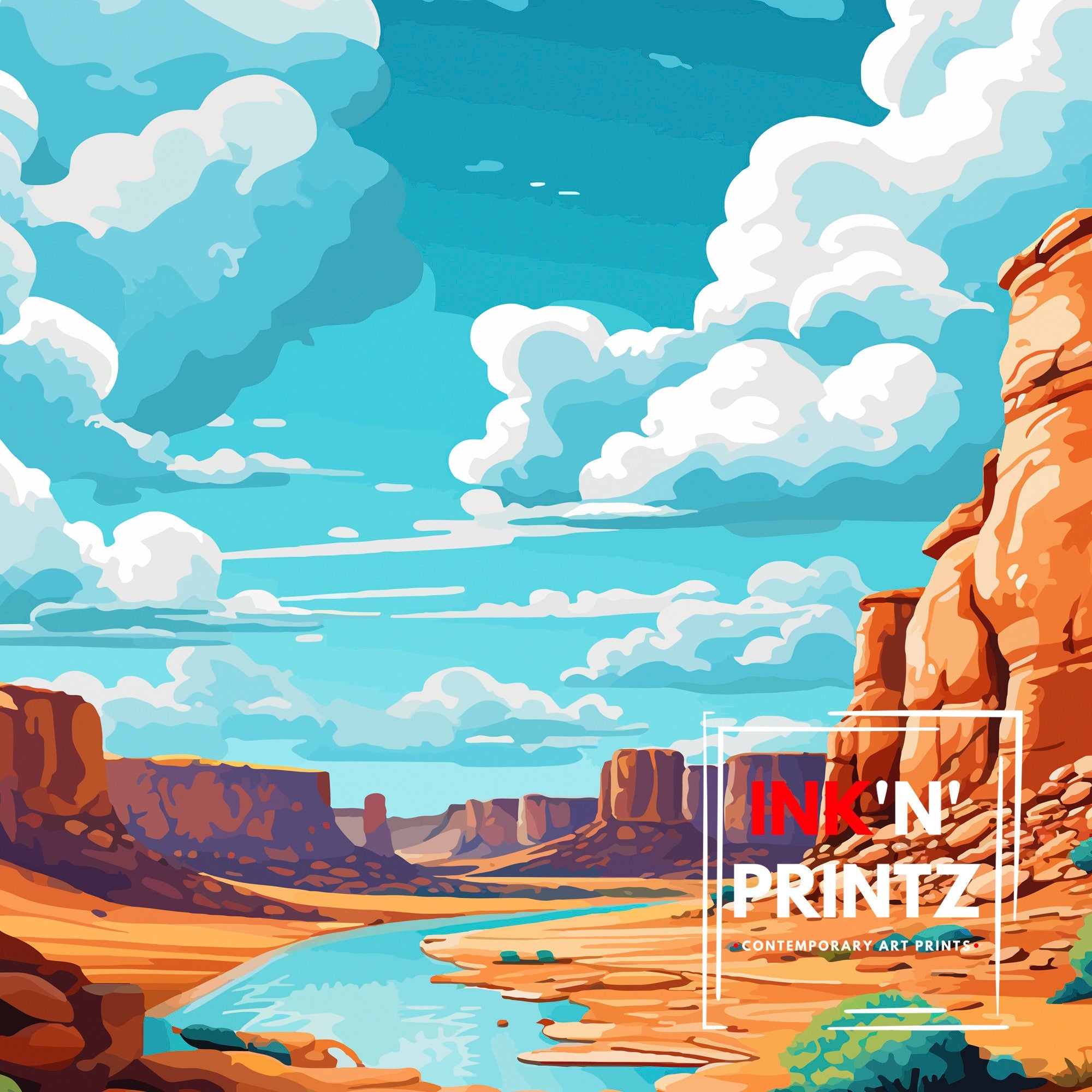 Caprock Canyons Texas Travel Print| Caprock Canyons Wall Art Texas Travel Poster Caprock Canyons Illustration Gift for Texas Travel Texas