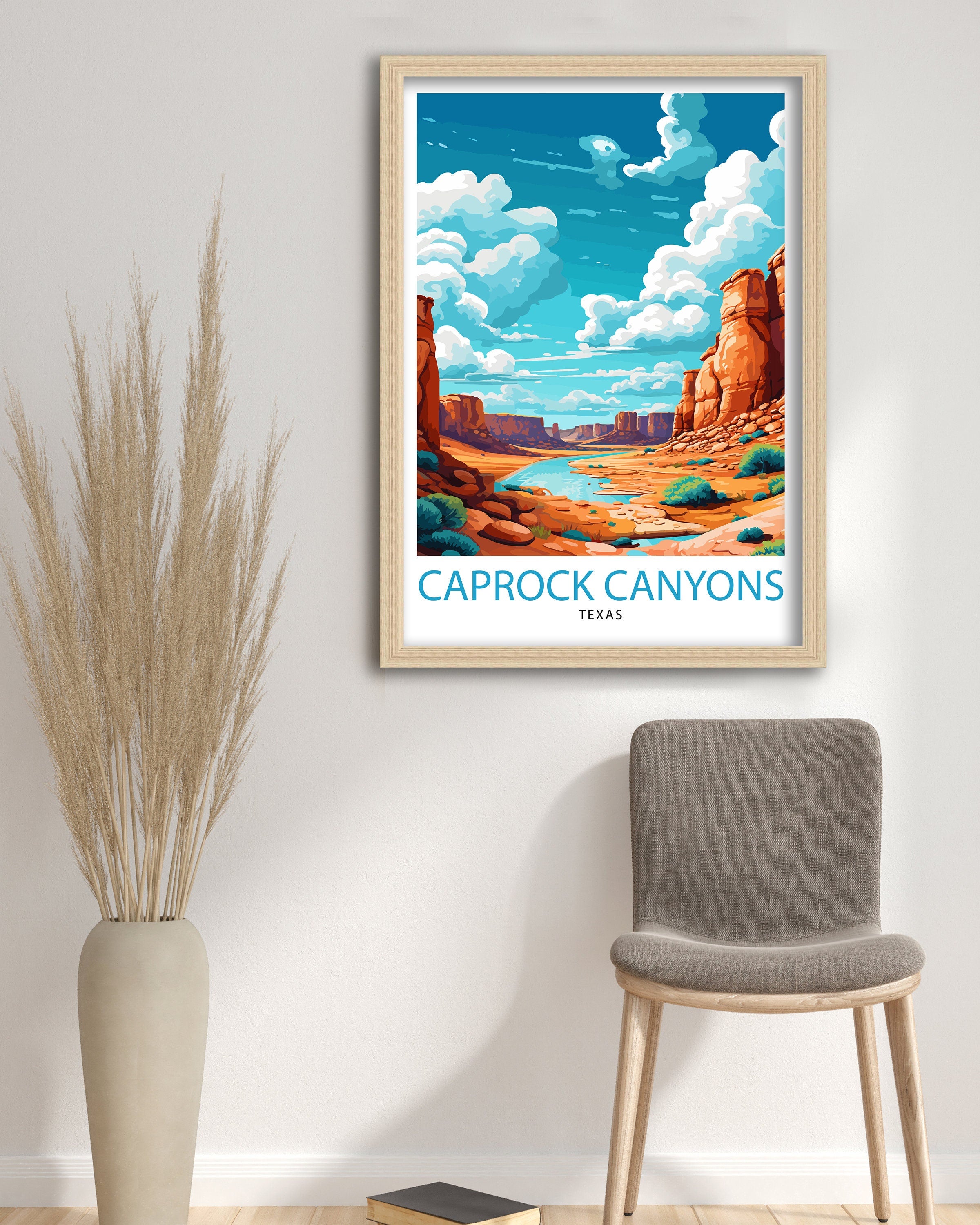 Caprock Canyons Texas Travel Print| Caprock Canyons Wall Art Texas Travel Poster Caprock Canyons Illustration Gift for Texas Travel Texas