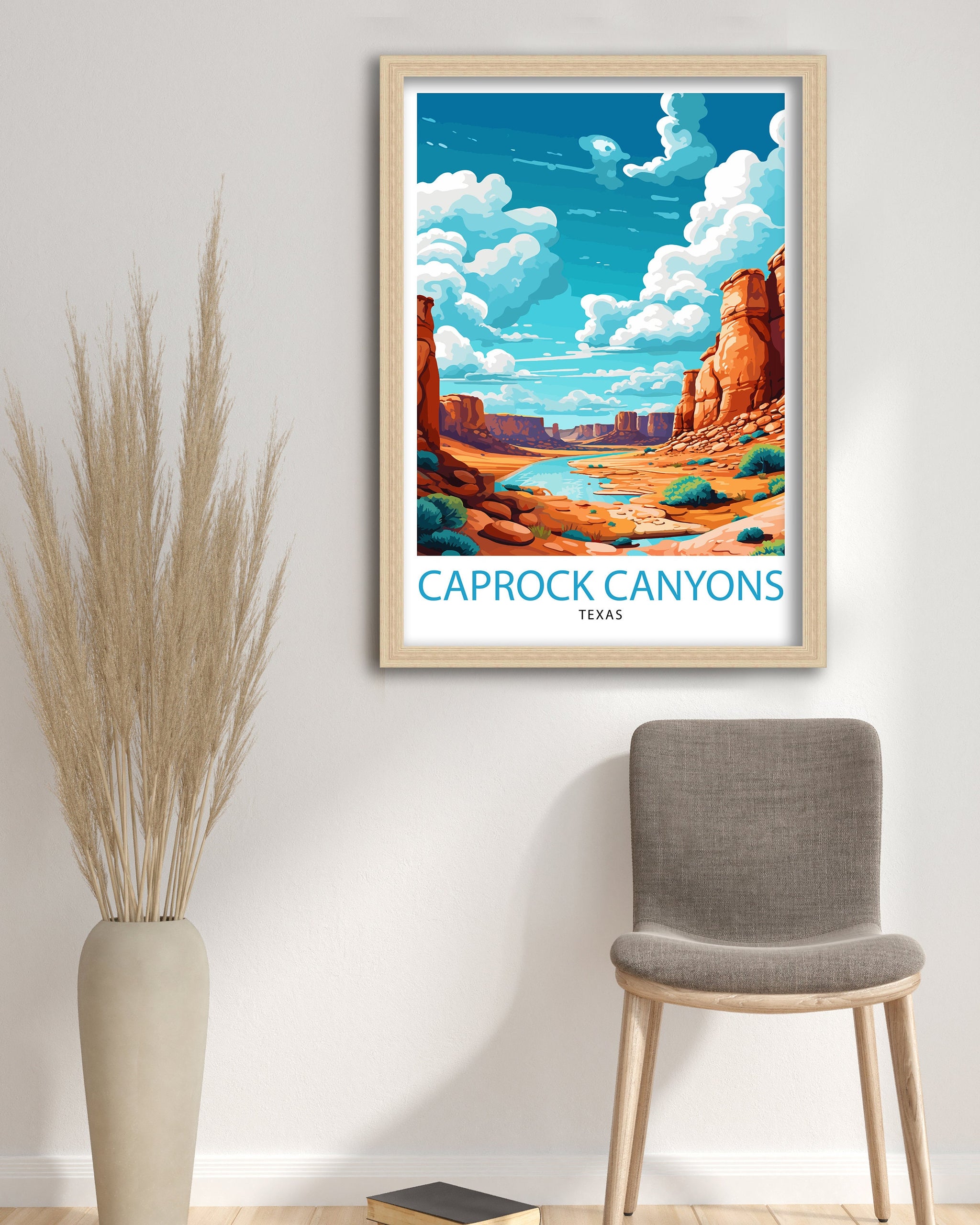 Caprock Canyons Texas Travel Print| Caprock Canyons Wall Art Texas Travel Poster Caprock Canyons Illustration Gift for Texas Travel Texas