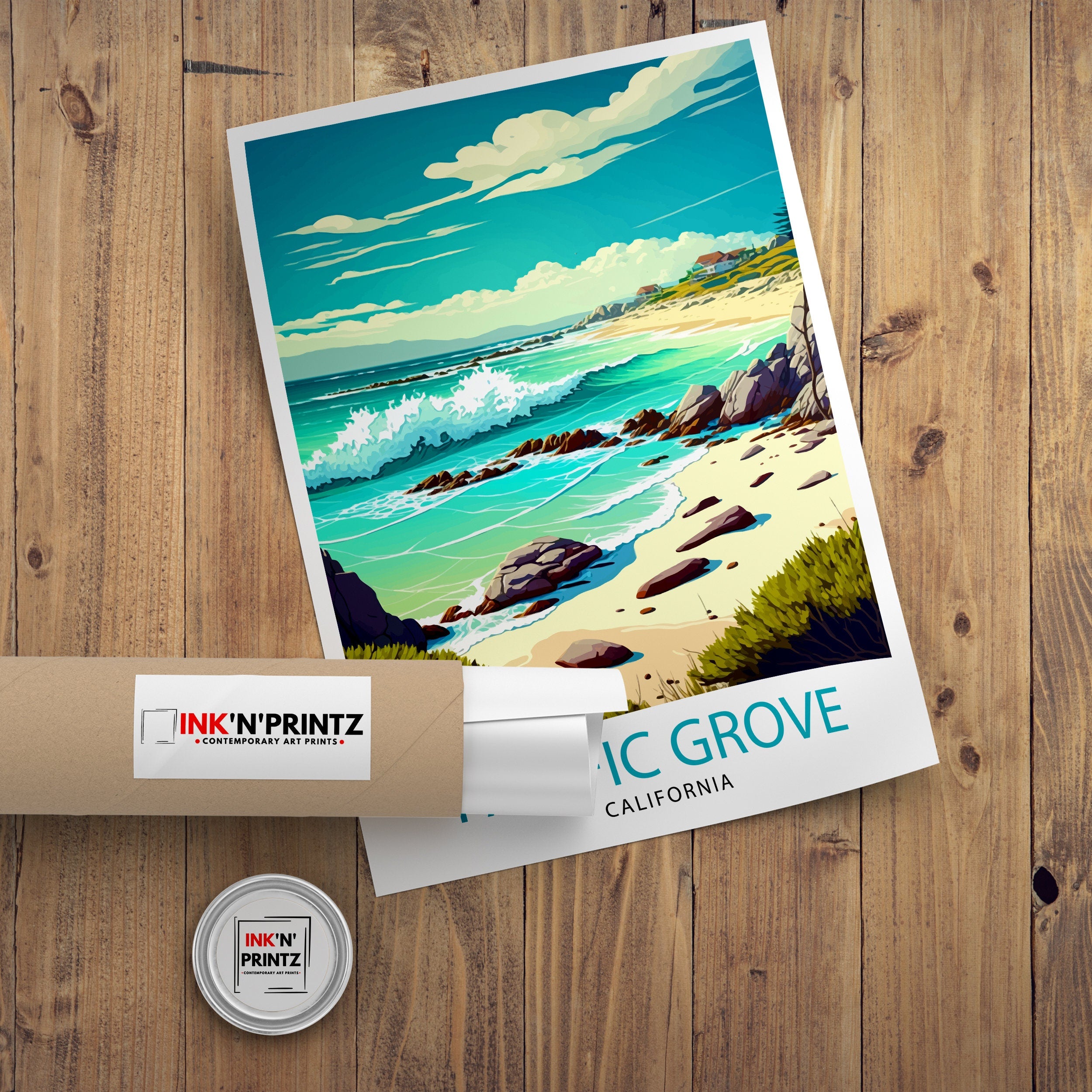 Pacific Grove California Travel Print Pacific Grove Wall Decor California Coastal Art Pacific Grove Travel Poster Pacific Grove Illustration