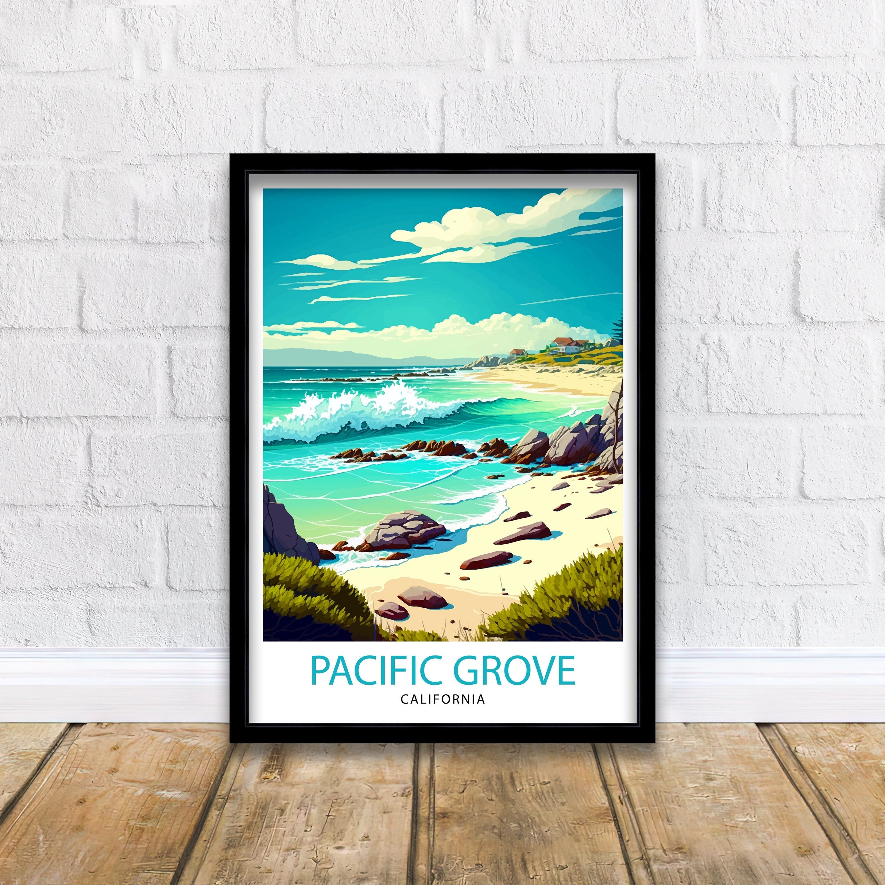 Pacific Grove California Travel Print Pacific Grove Wall Decor California Coastal Art Pacific Grove Travel Poster Pacific Grove Illustration