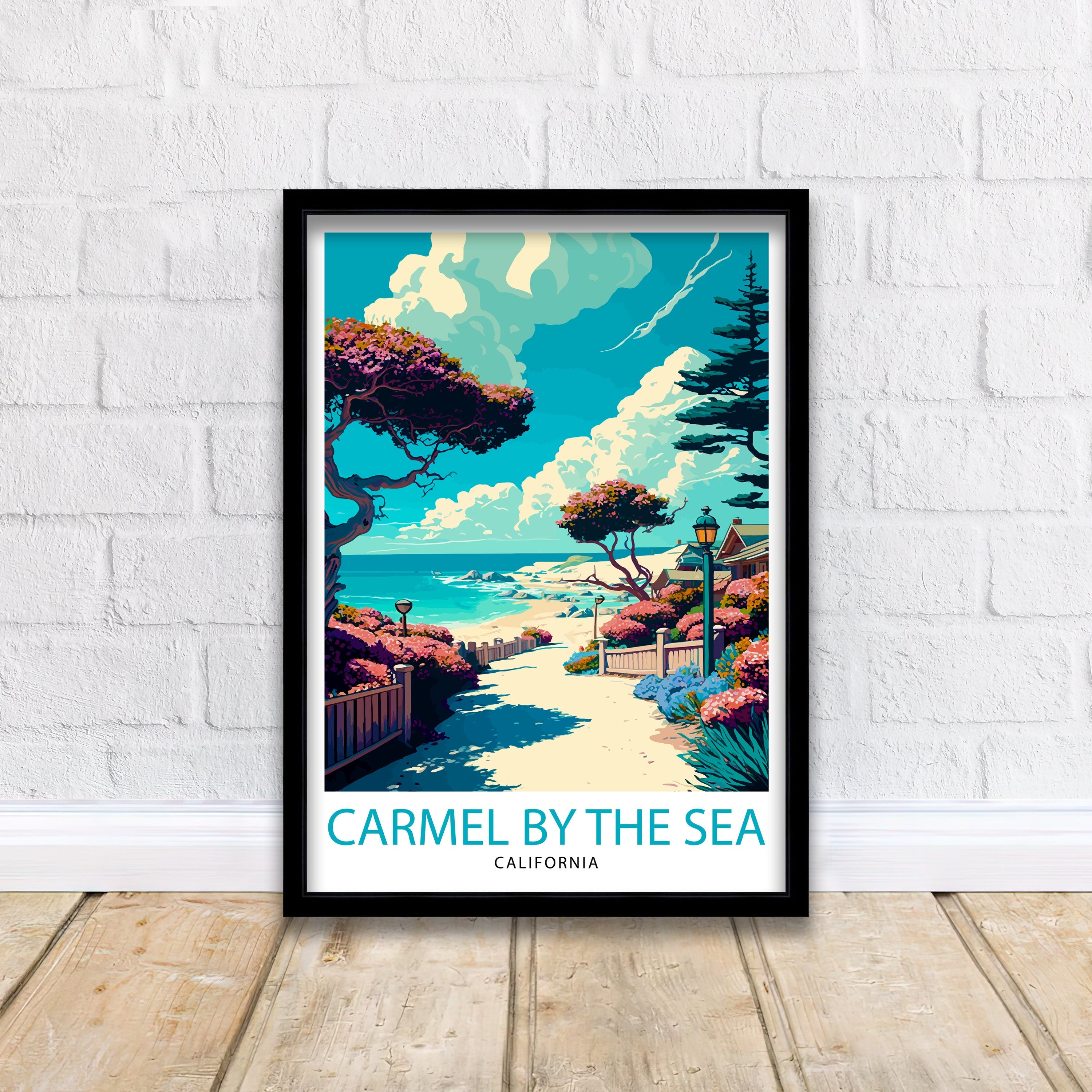 Carmel-by-the-Sea California Travel Print| Carmel Wall Art Home Living Decor Travel Poster Gift for Carmel California Coastal Decor