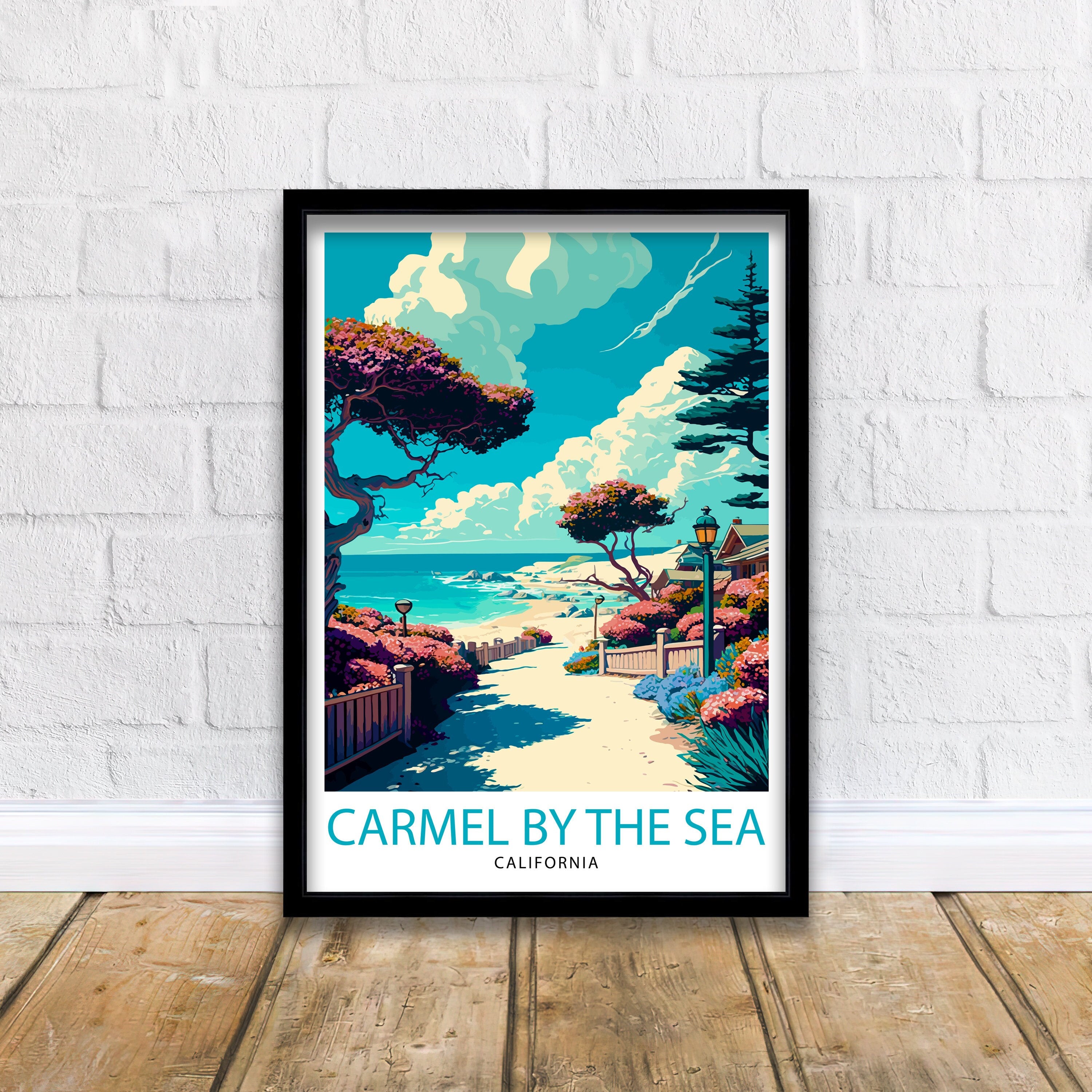 Carmel-by-the-Sea California Travel Print| Carmel Wall Art Home Living Decor Travel Poster Gift for Carmel California Coastal Decor