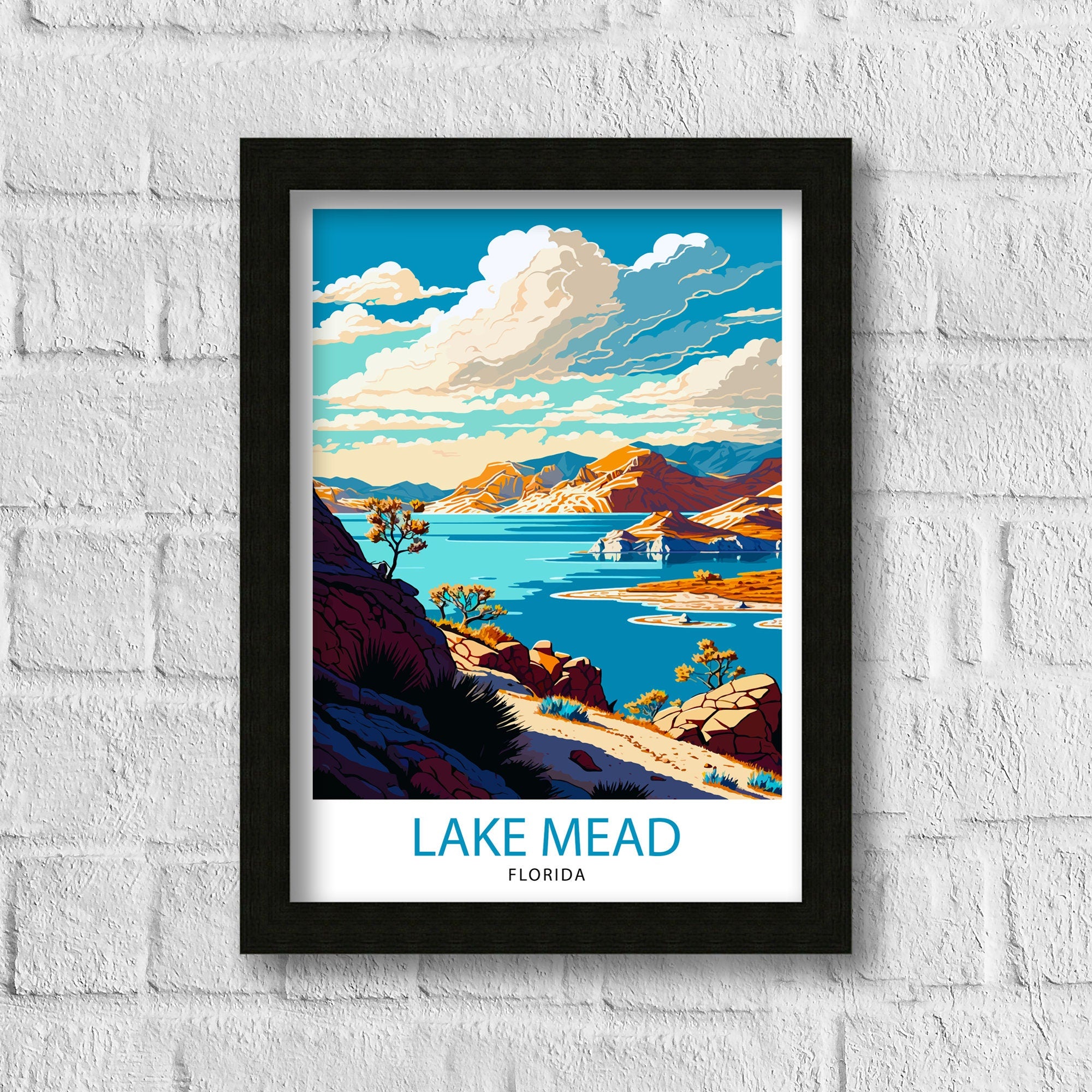 Lake Mead Arizona Travel Print| Desert Landscape Wall Art Arizona Nature Poster Lake Mead Wall Decor Travel Photography Print
