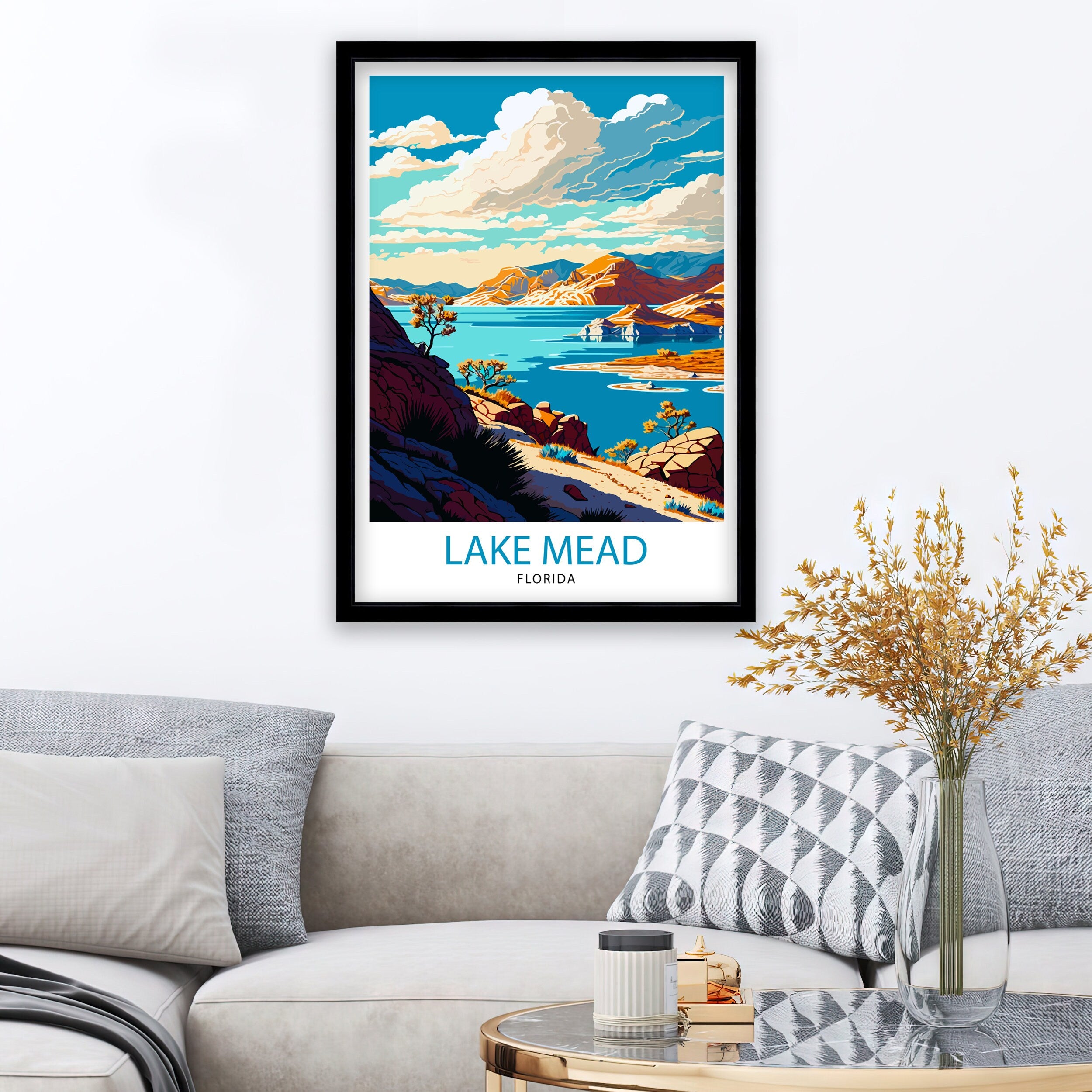 Lake Mead Arizona Travel Print| Desert Landscape Wall Art Arizona Nature Poster Lake Mead Wall Decor Travel Photography Print