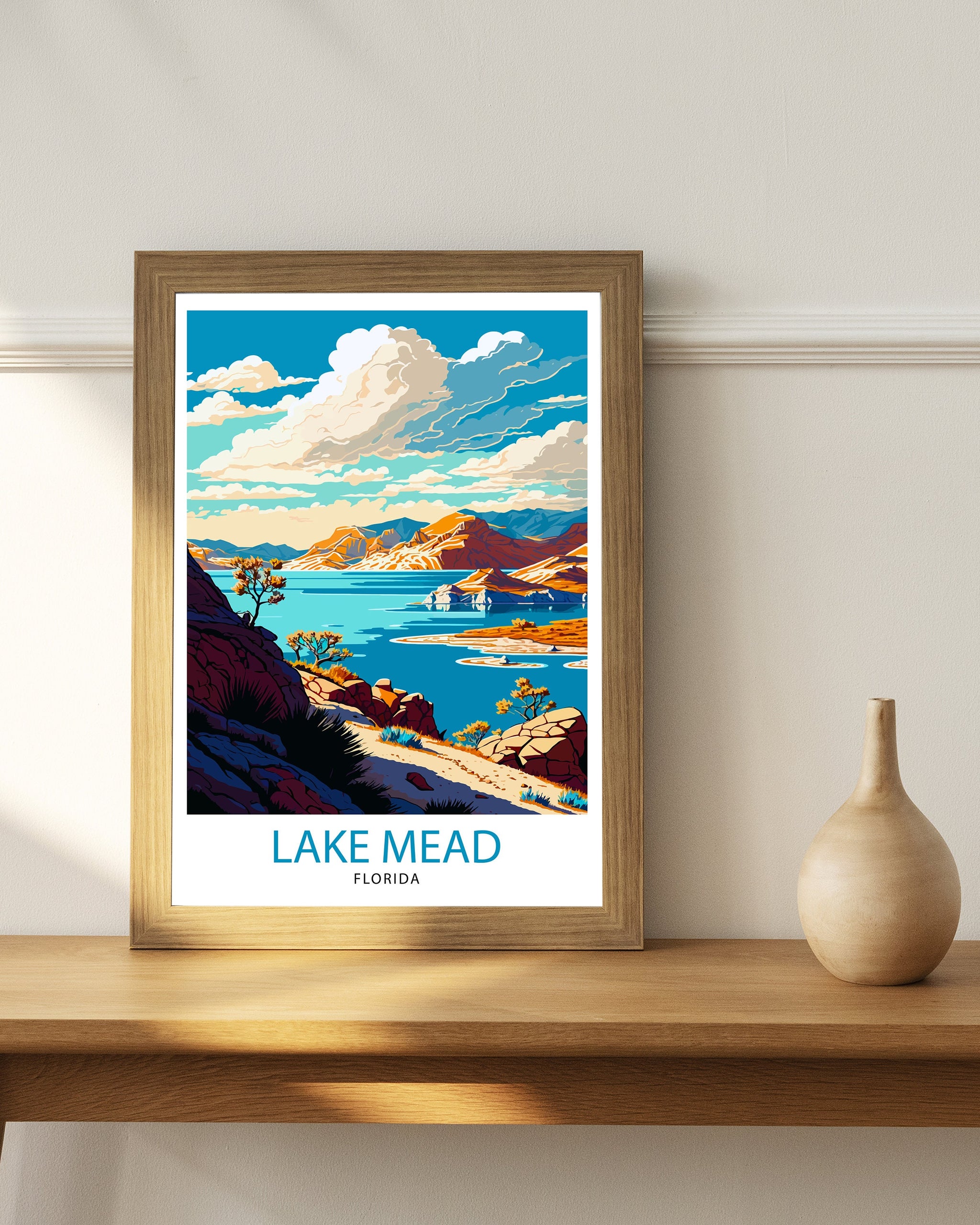 Lake Mead Arizona Travel Print| Desert Landscape Wall Art Arizona Nature Poster Lake Mead Wall Decor Travel Photography Print