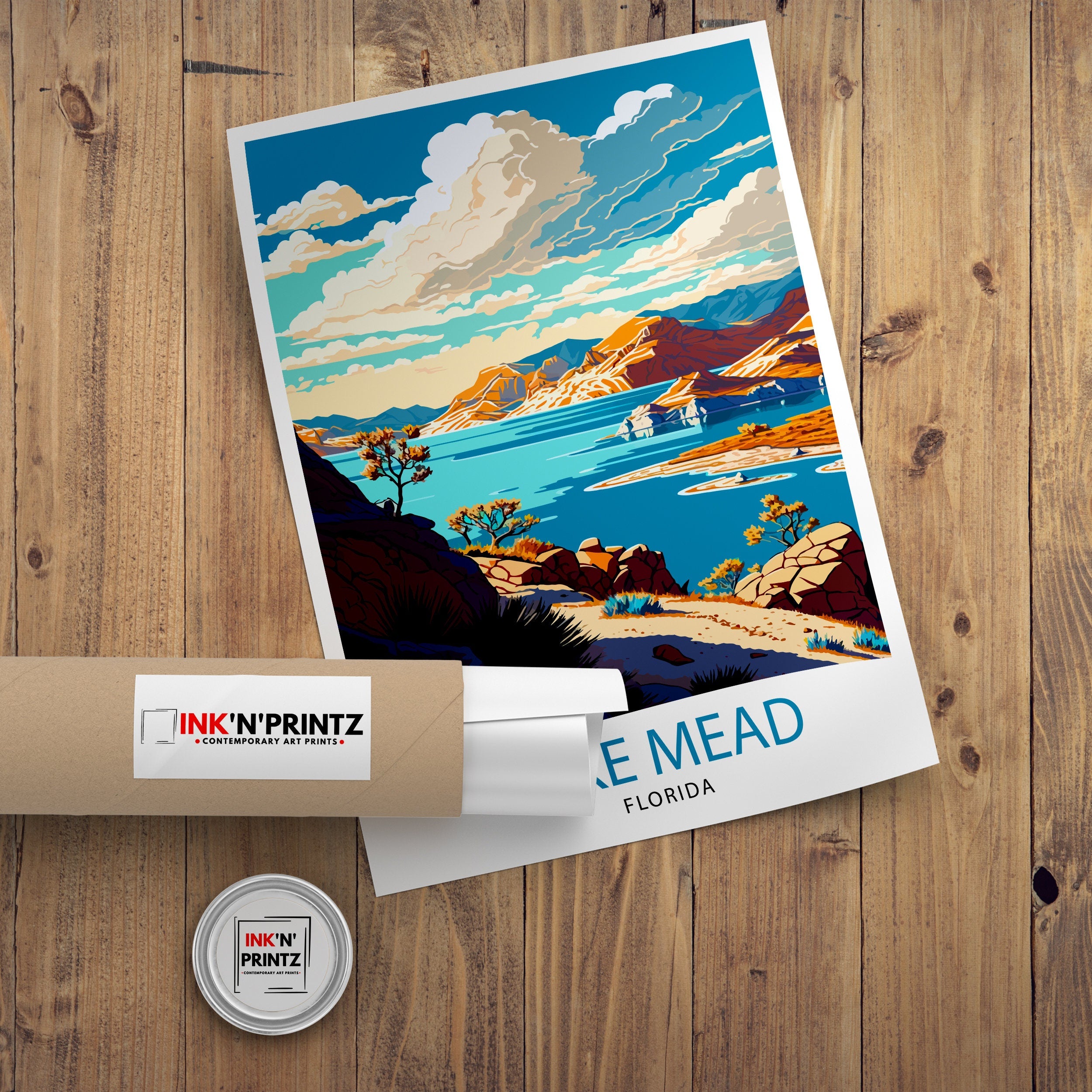 Lake Mead Arizona Travel Print| Desert Landscape Wall Art Arizona Nature Poster Lake Mead Wall Decor Travel Photography Print
