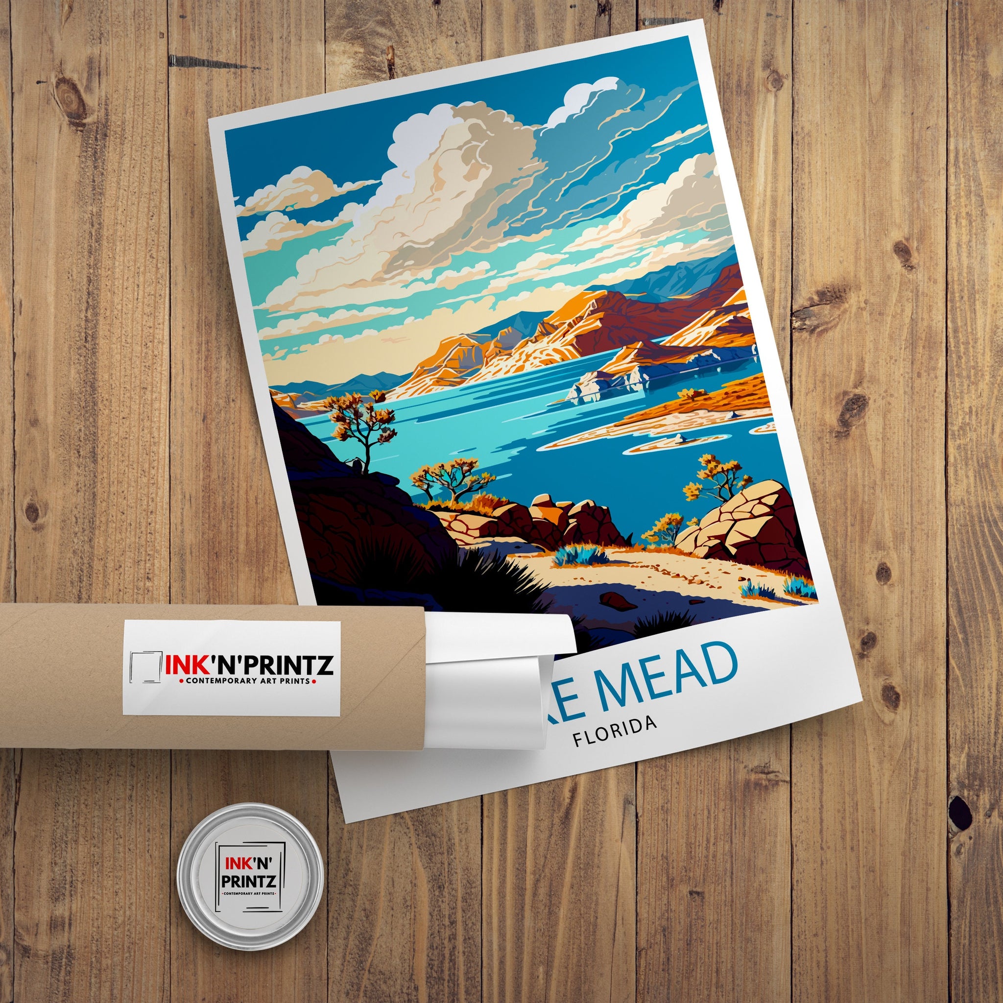 Lake Mead Arizona Travel Print| Desert Landscape Wall Art Arizona Nature Poster Lake Mead Wall Decor Travel Photography Print
