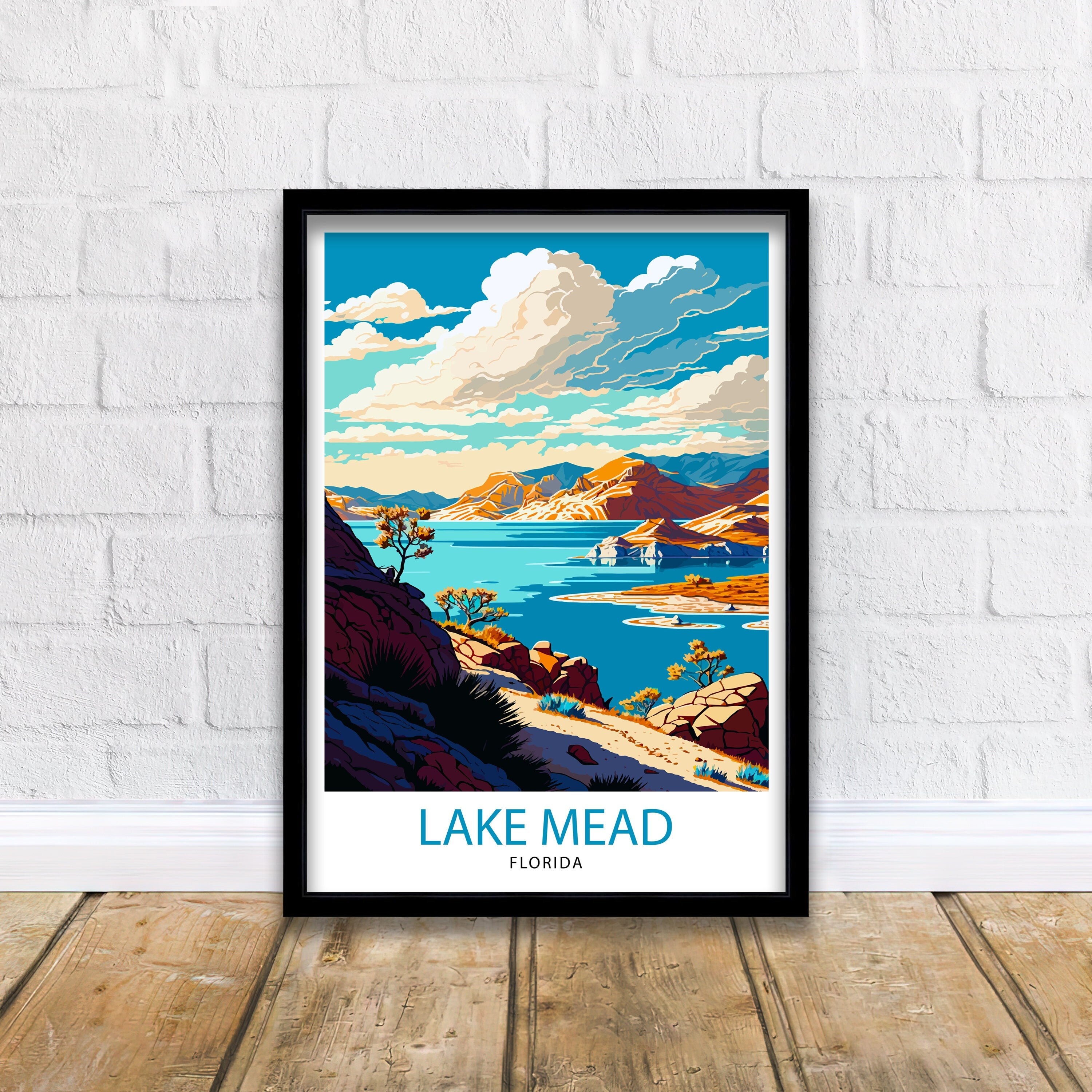Lake Mead Arizona Travel Print| Desert Landscape Wall Art Arizona Nature Poster Lake Mead Wall Decor Travel Photography Print