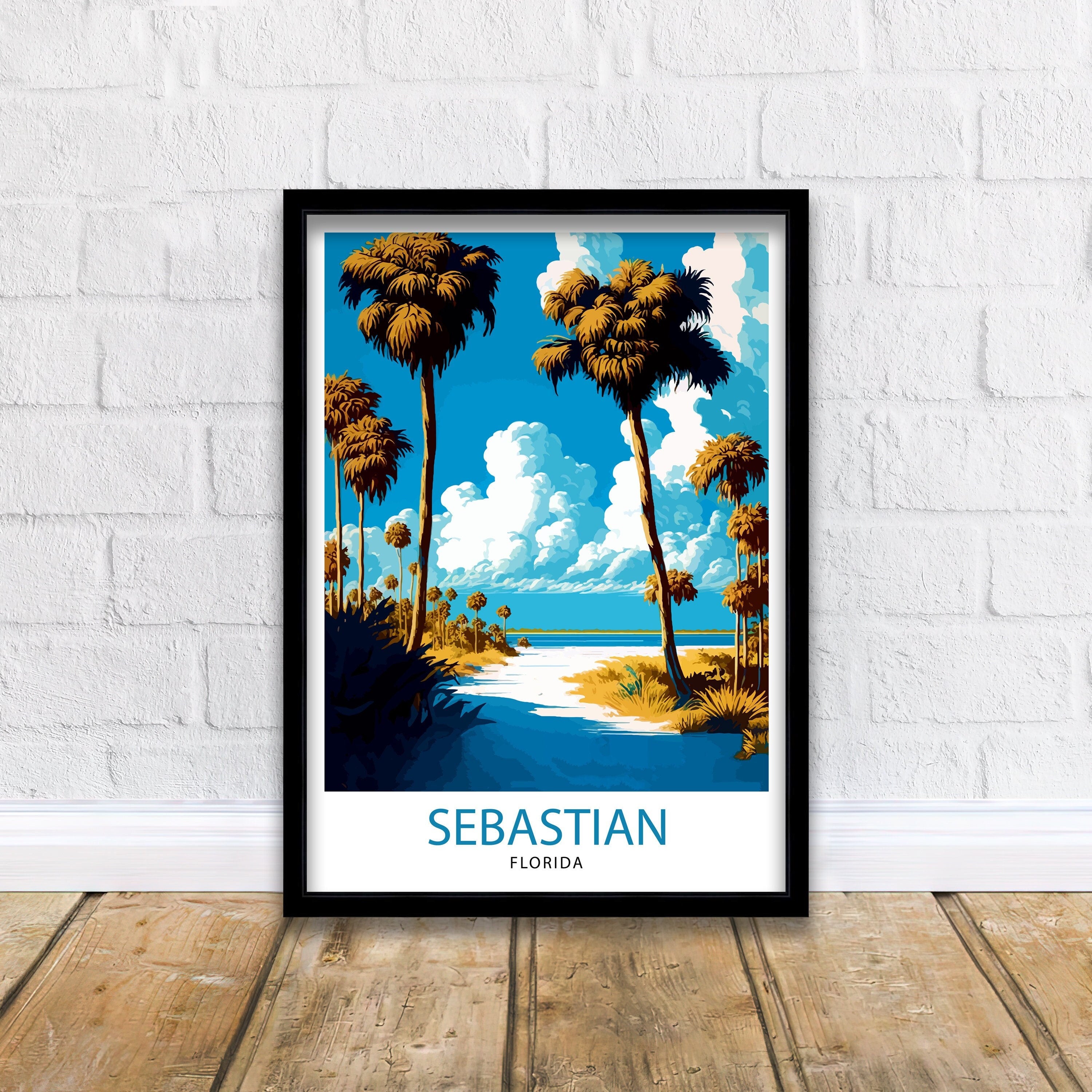 Sebastian Florida Travel Print|, Coastal Wall Art, Beach Decor, Florida Landscape Poster, Tropical Home Decor