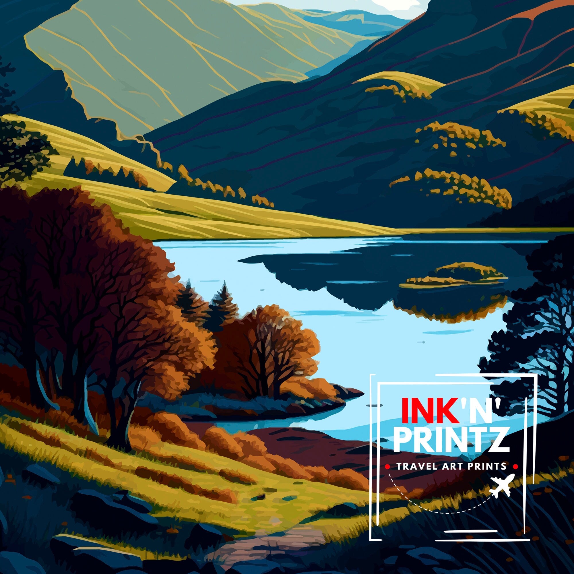 Latrigg Lake District Travel Print Lake District Wall Decor Lake District Home Living Decor Lake District Illustration Travel Poster Gift