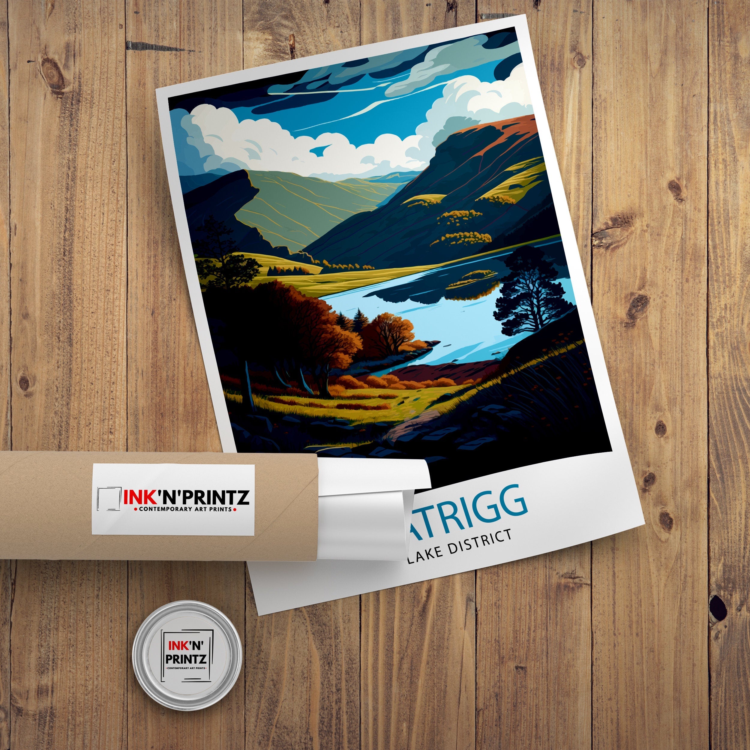 Latrigg Lake District Travel Print Lake District Wall Decor Lake District Home Living Decor Lake District Illustration Travel Poster Gift
