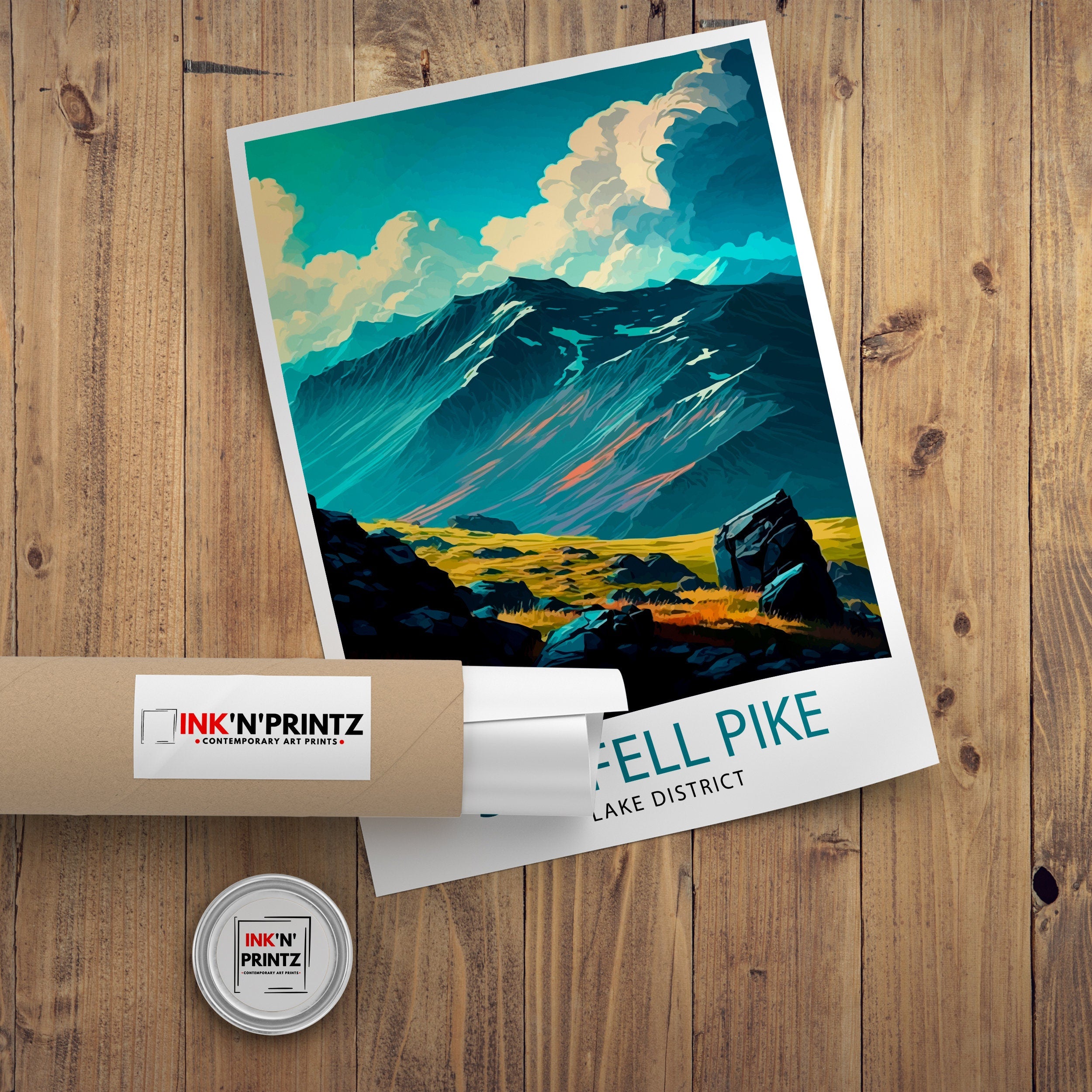 Scafell Pike Lake District Travel Print Lake District Wall Decor Lake District Home Living Decor Scafell Pike Illustration Travel Poster