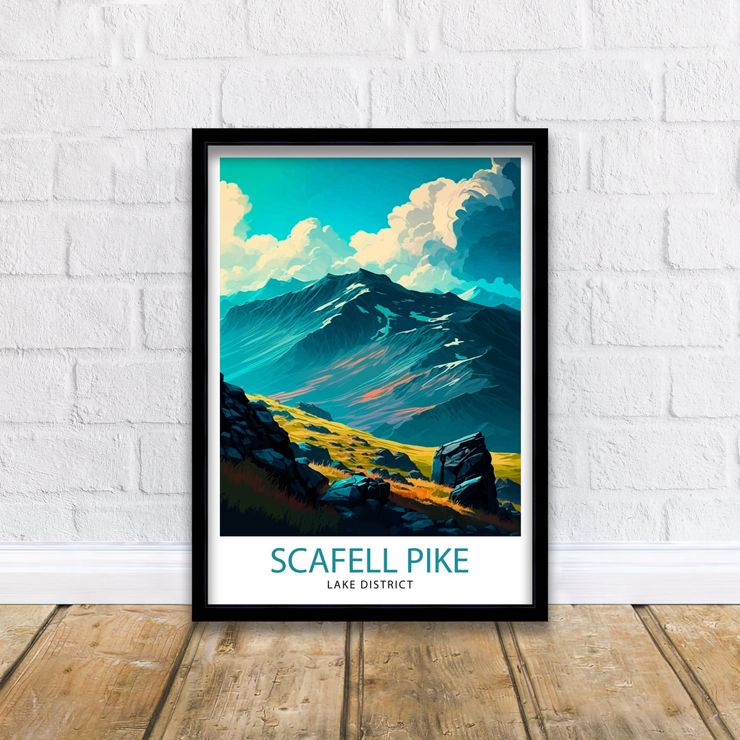 Scafell Pike Lake District Travel Poster Lake District