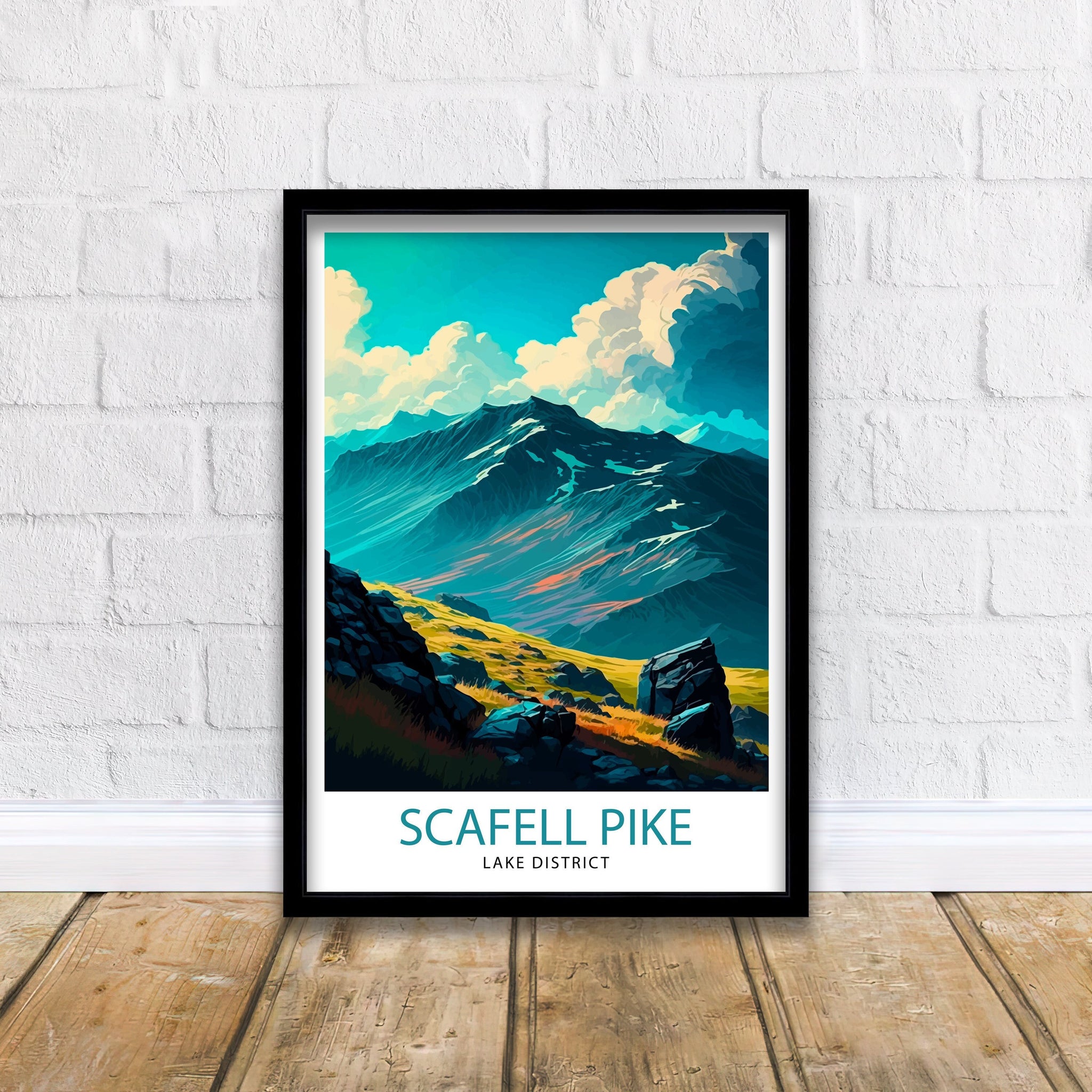 Scafell Pike Lake District Travel Print Lake District Wall Decor Lake District Home Living Decor Scafell Pike Illustration Travel Poster