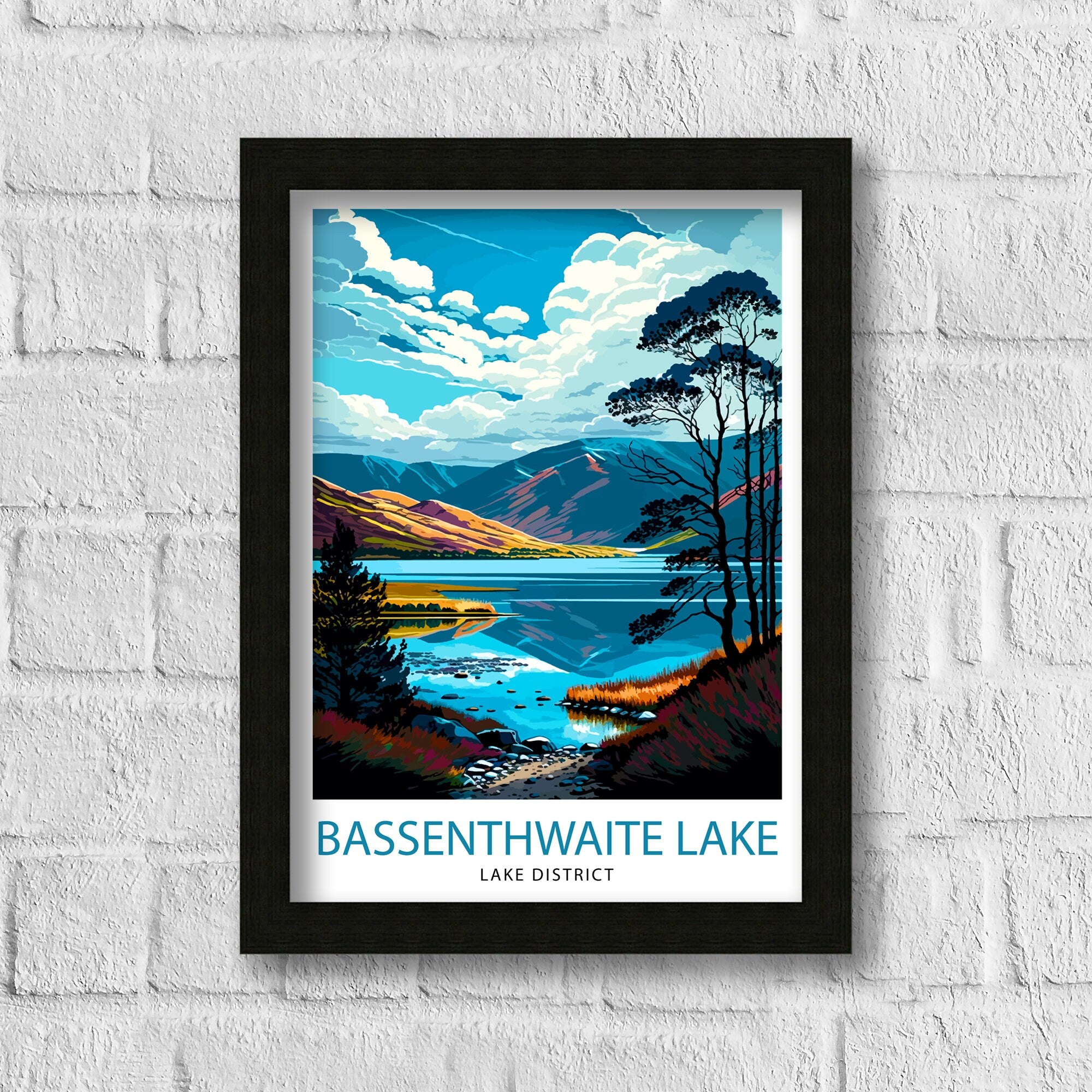Bassenthwaite Lake Lake District Travel Print Lake District Wall Decor Lake District Home Living Decor Lake District Illustration