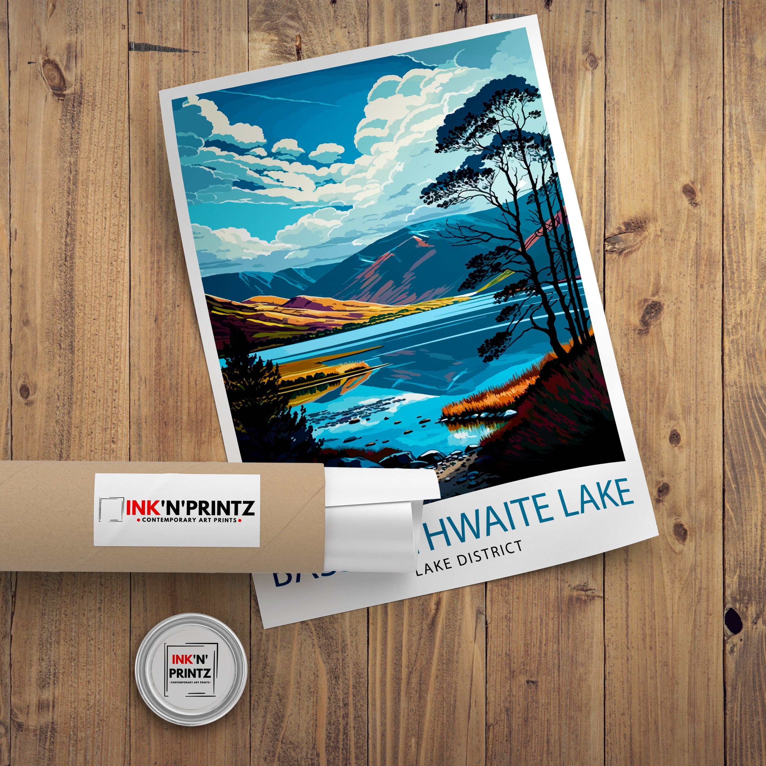 Bassenthwaite Lake Lake District Travel Print Lake District Wall Decor Lake District Home Living Decor Lake District Illustration