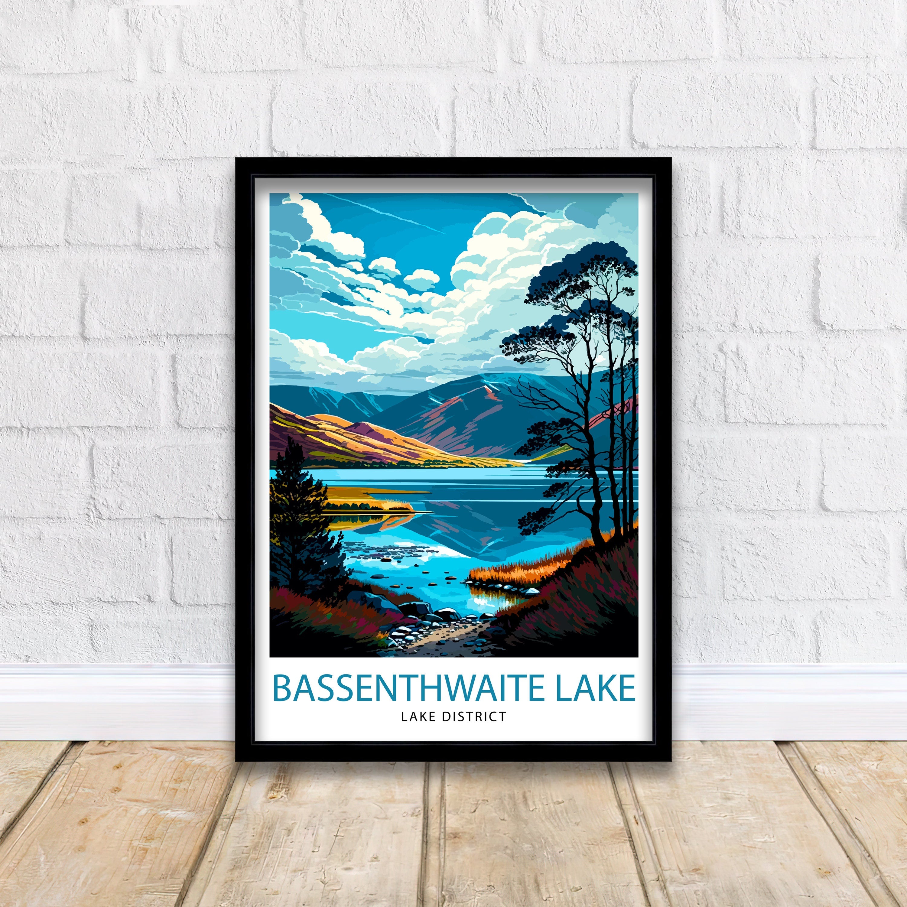 Bassenthwaite Lake Lake District Travel Print Lake District Wall Decor Lake District Home Living Decor Lake District Illustration