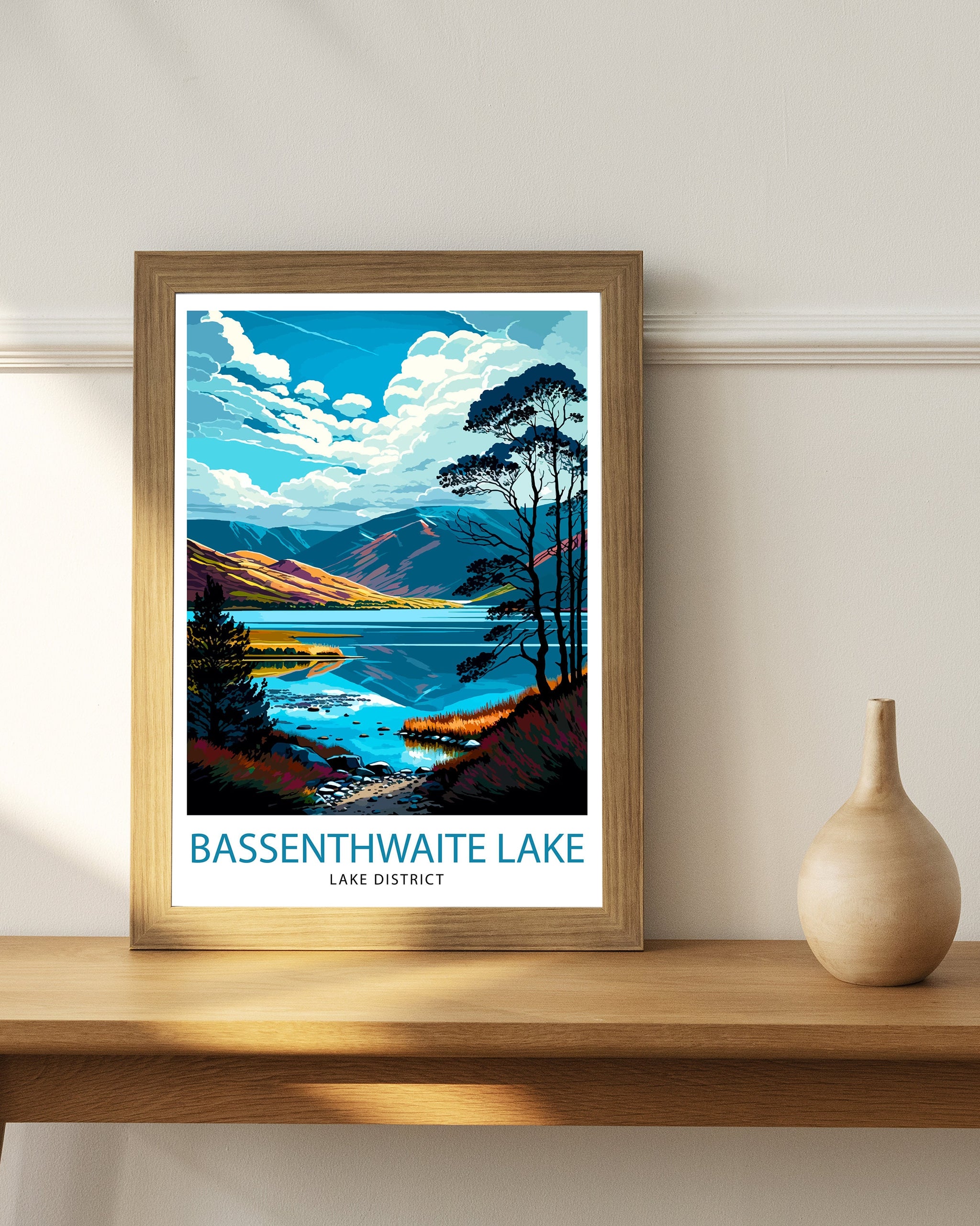 Bassenthwaite Lake Lake District Travel Print Lake District Wall Decor Lake District Home Living Decor Lake District Illustration