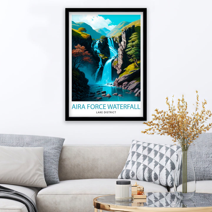 Aira Force Waterfall Lake District Travel Poster Lake District