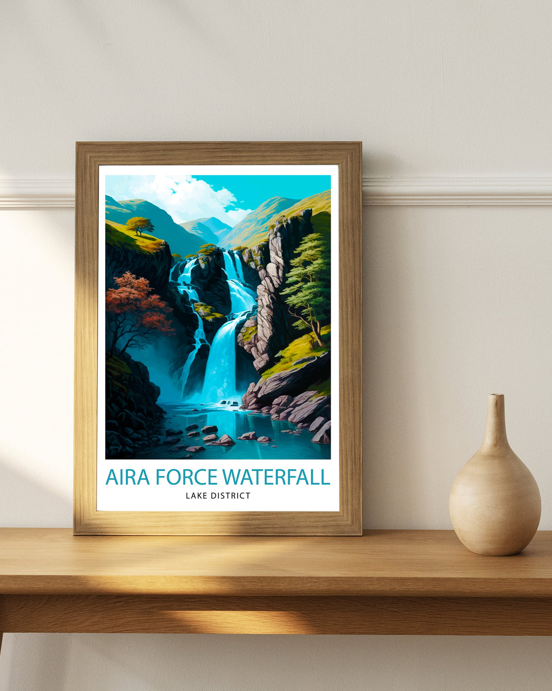 Aira Force Waterfall Lake District Travel Poster Lake District