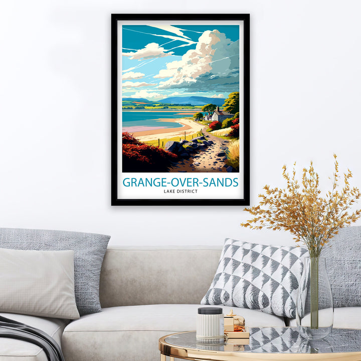 Grange Over Sands Lake District Travel Poster Lake District