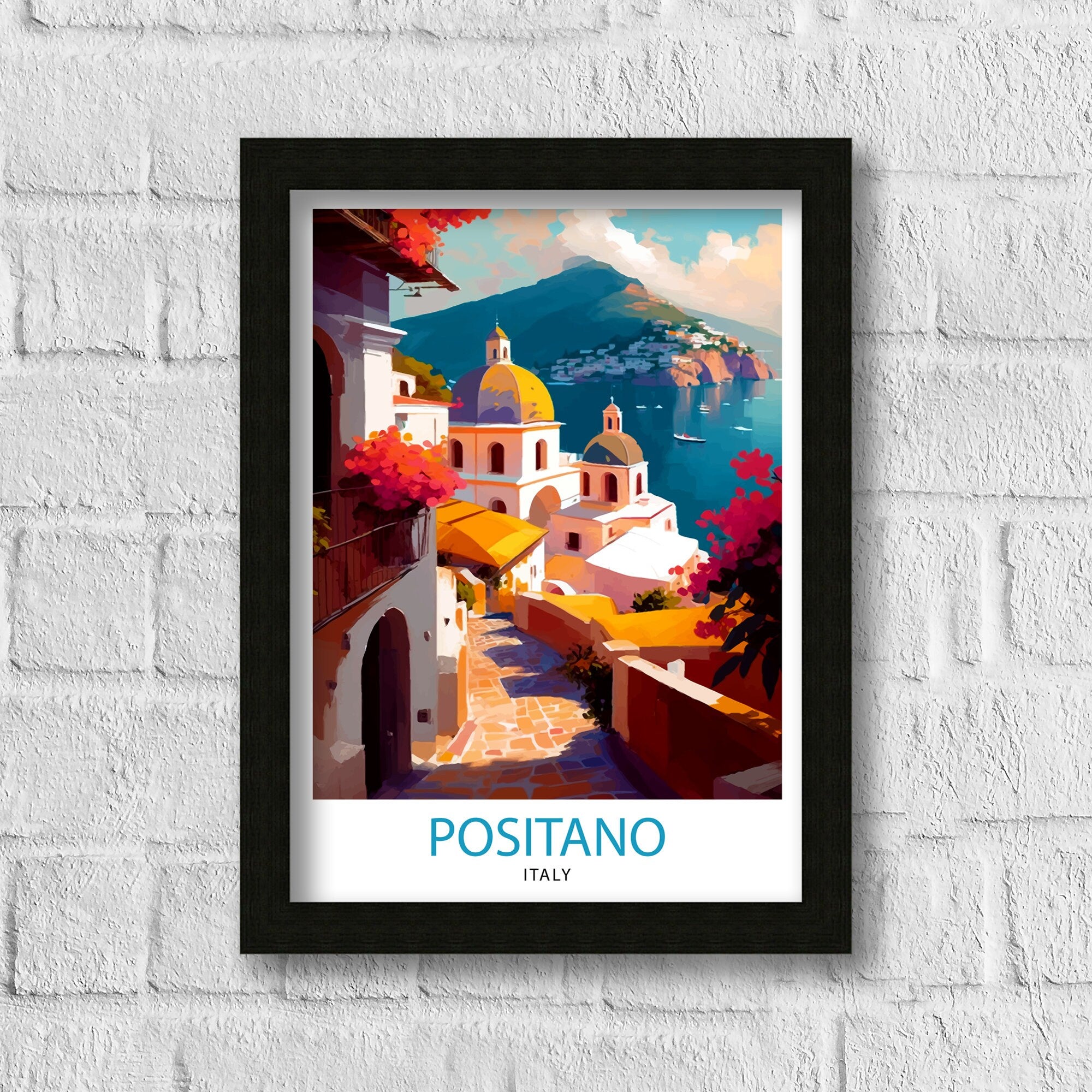 Positano Italy Travel Print Positano Wall Decor Positano Home Living Decor Positano Italy Illustration Travel Poster Gift for Positano Italy
