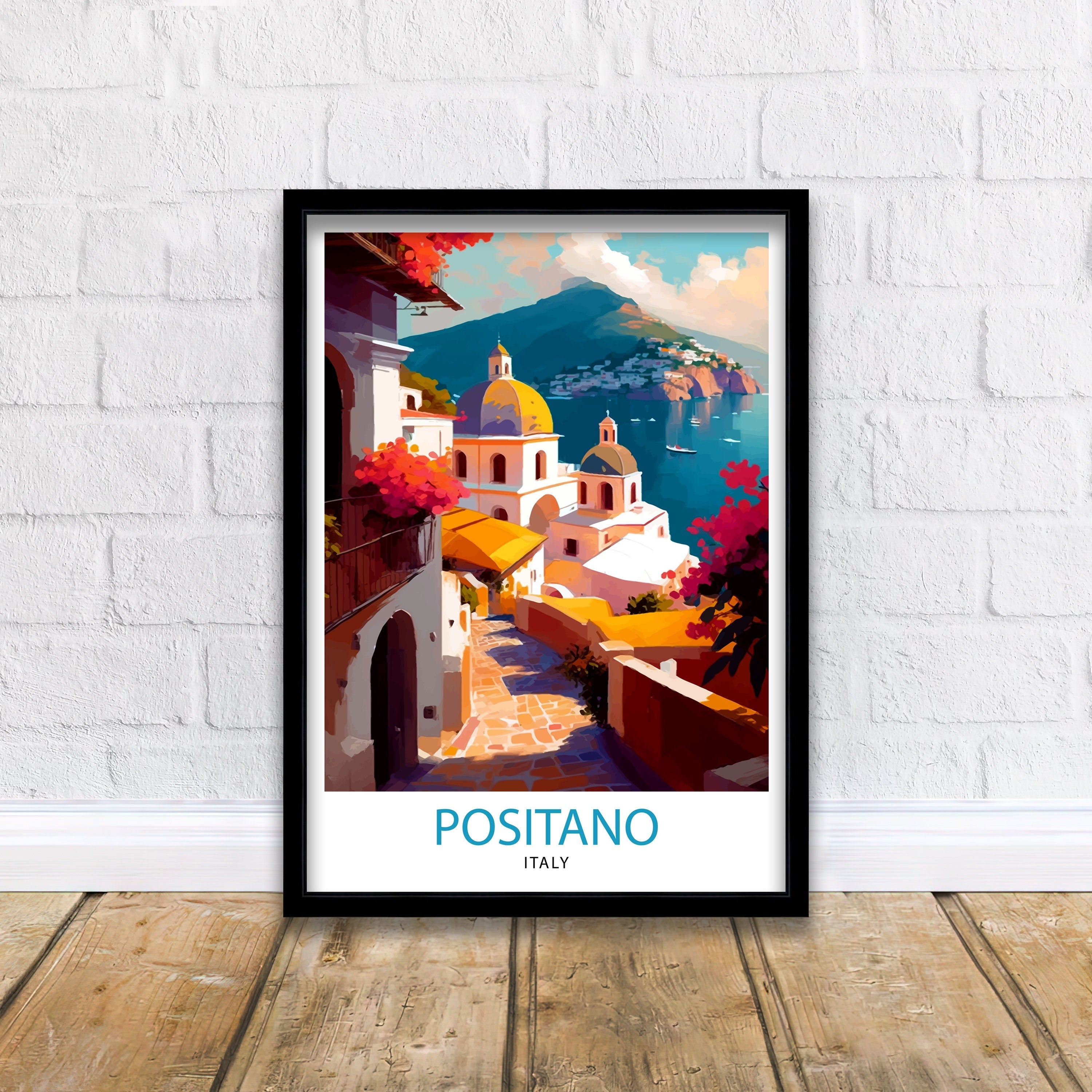 Positano Italy Travel Print Positano Wall Decor Positano Home Living Decor Positano Italy Illustration Travel Poster Gift for Positano Italy