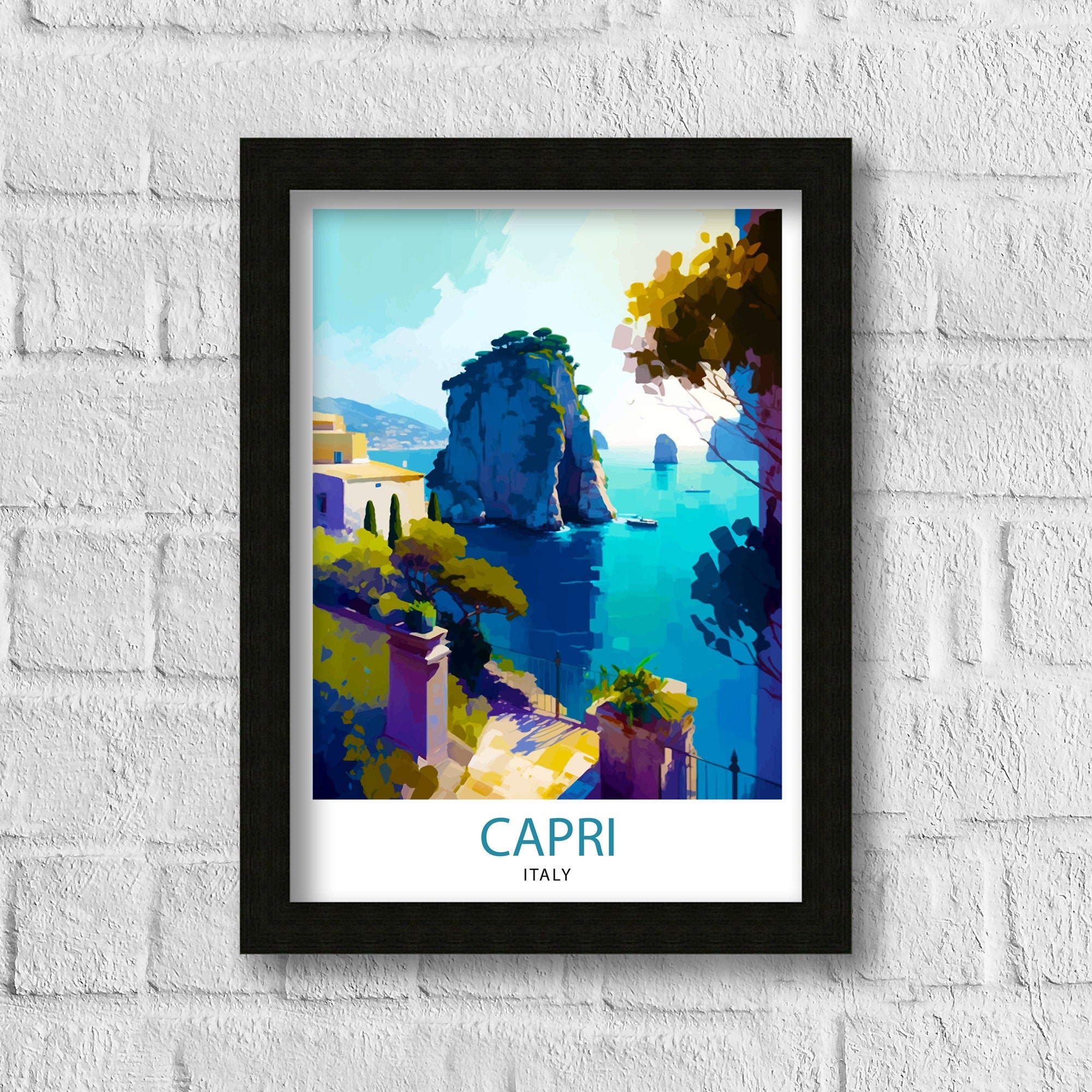 Capri Italy Travel Print Capri Wall Decor Capri Home Living Decor Capri Italy Illustration Travel Poster Gift for Capri Italy Home Decor
