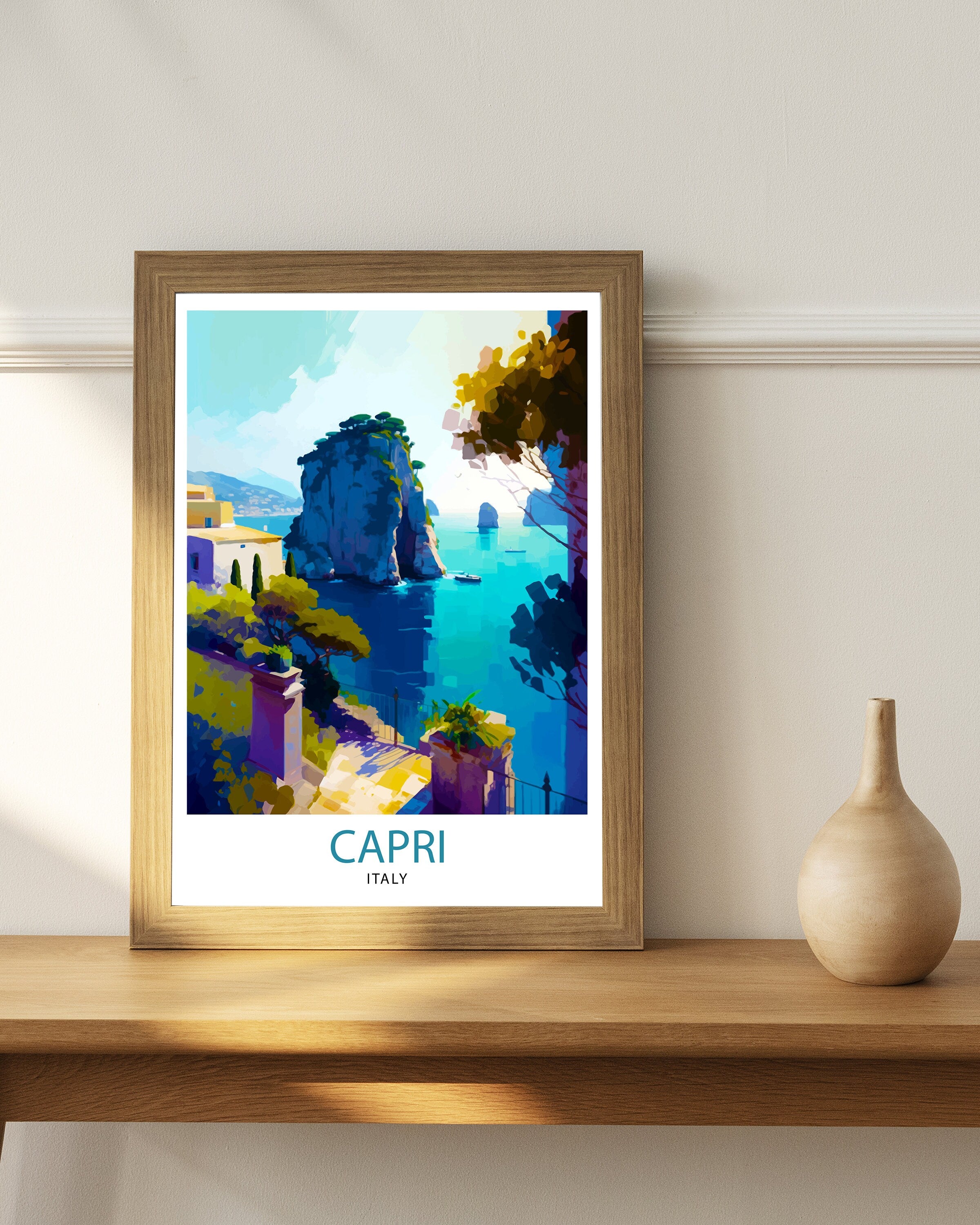 Capri Italy Travel Print Capri Wall Decor Capri Home Living Decor Capri Italy Illustration Travel Poster Gift for Capri Italy Home Decor