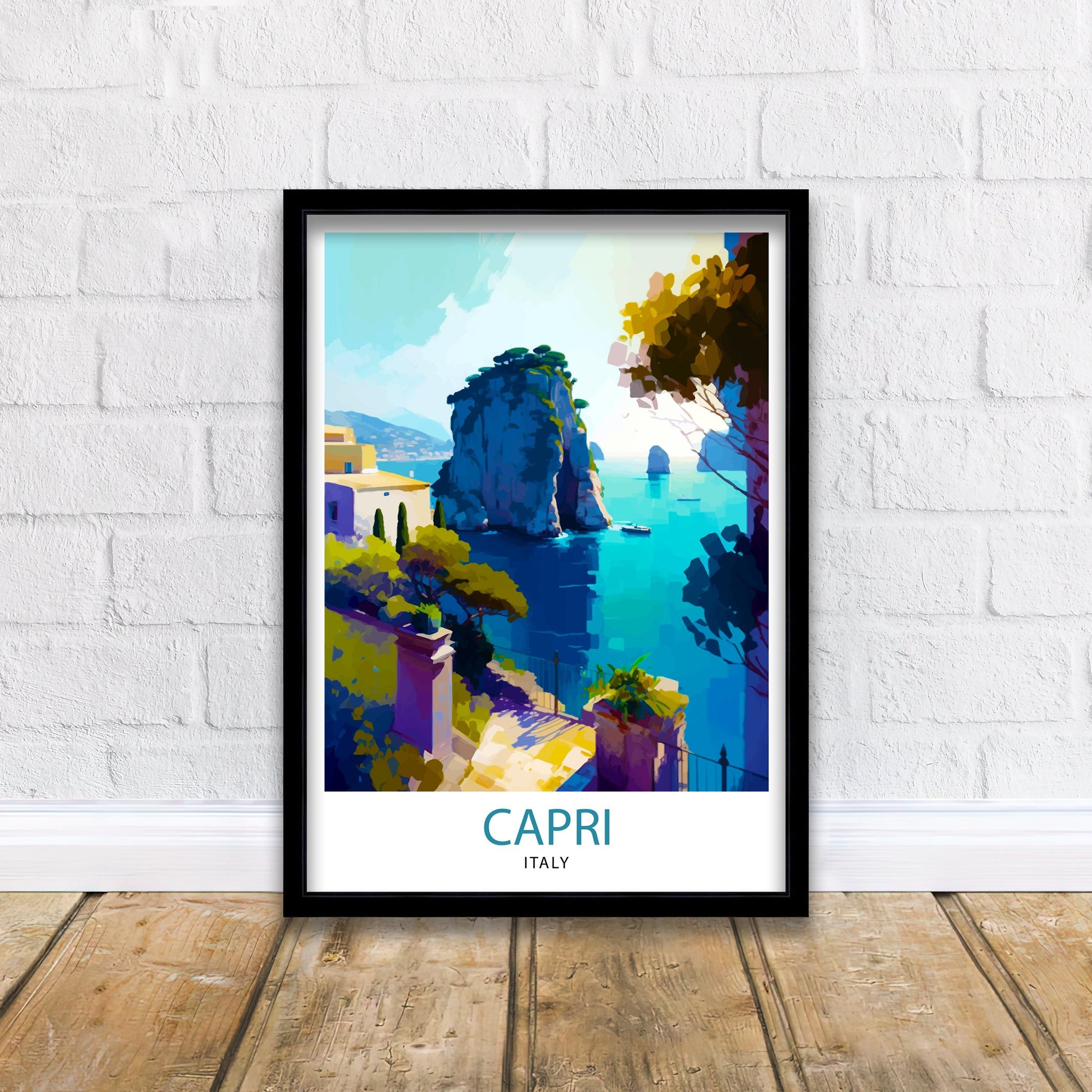 Capri Italy Travel Print Capri Wall Decor Capri Home Living Decor Capri Italy Illustration Travel Poster Gift for Capri Italy Home Decor