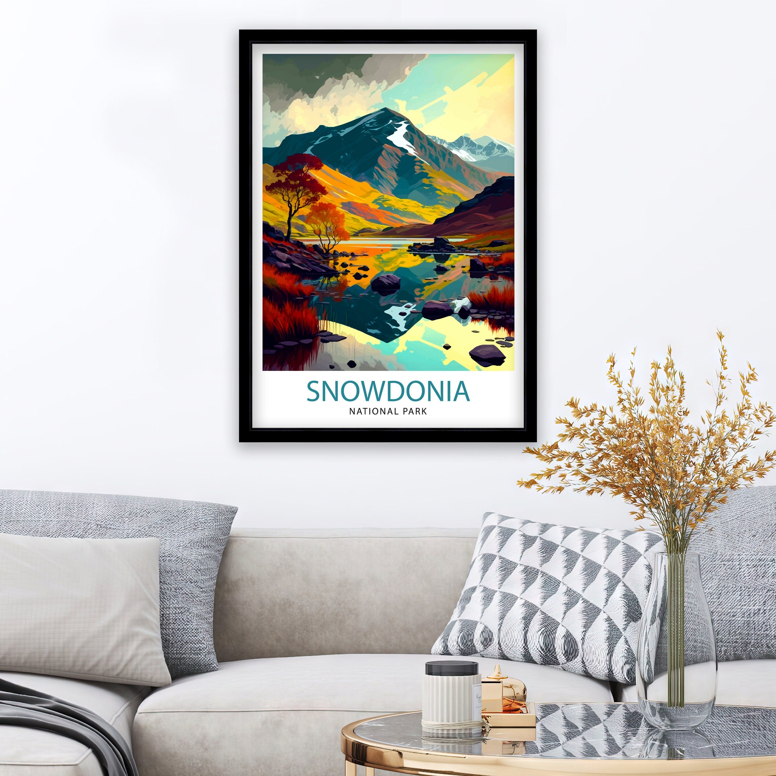 Snowdonia National Park Travel Print Snowdonia Wall Decor Snowdonia Home Living Decor Snowdonia Illustration Travel Poster Gift