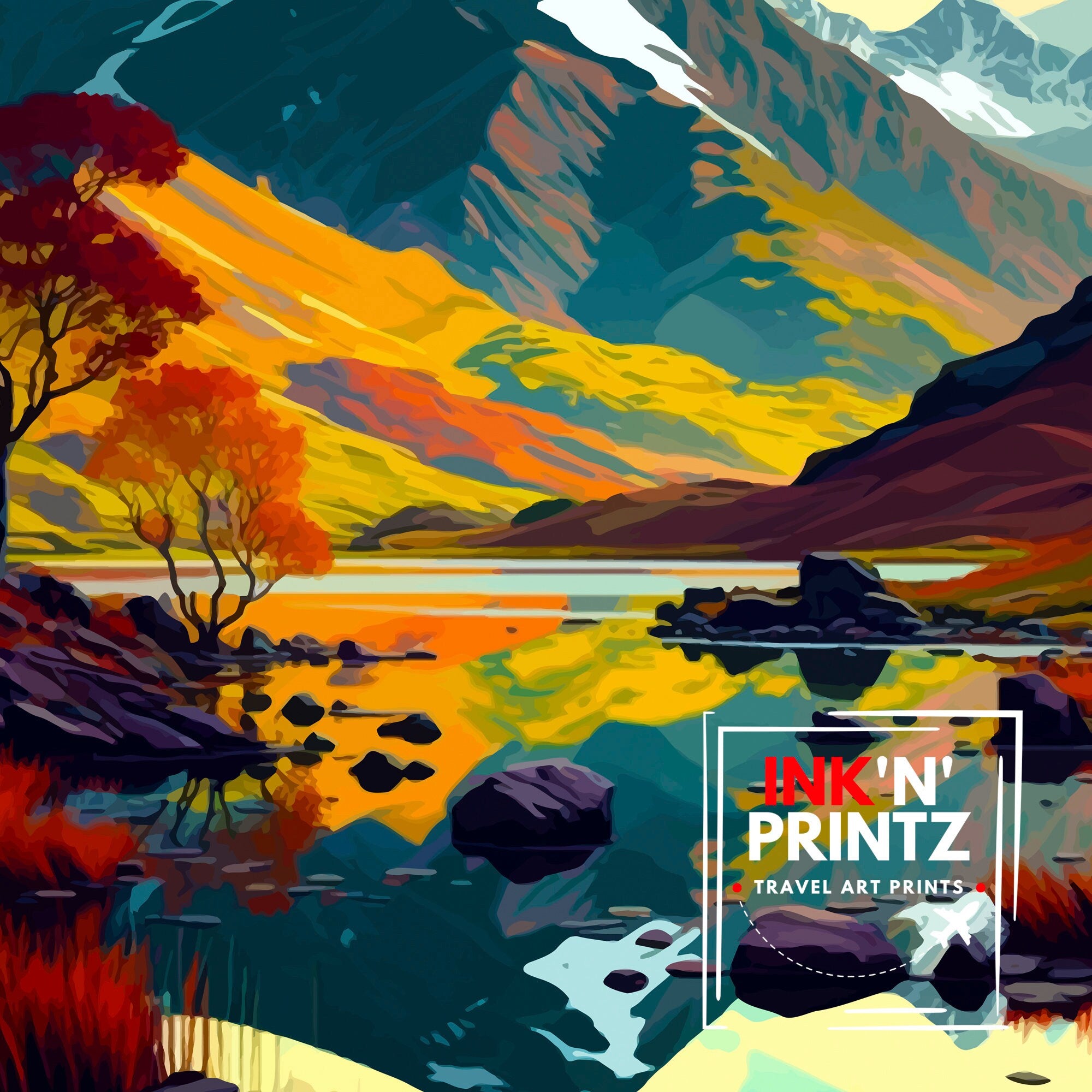 Snowdonia National Park Travel Print Snowdonia Wall Decor Snowdonia Home Living Decor Snowdonia Illustration Travel Poster Gift