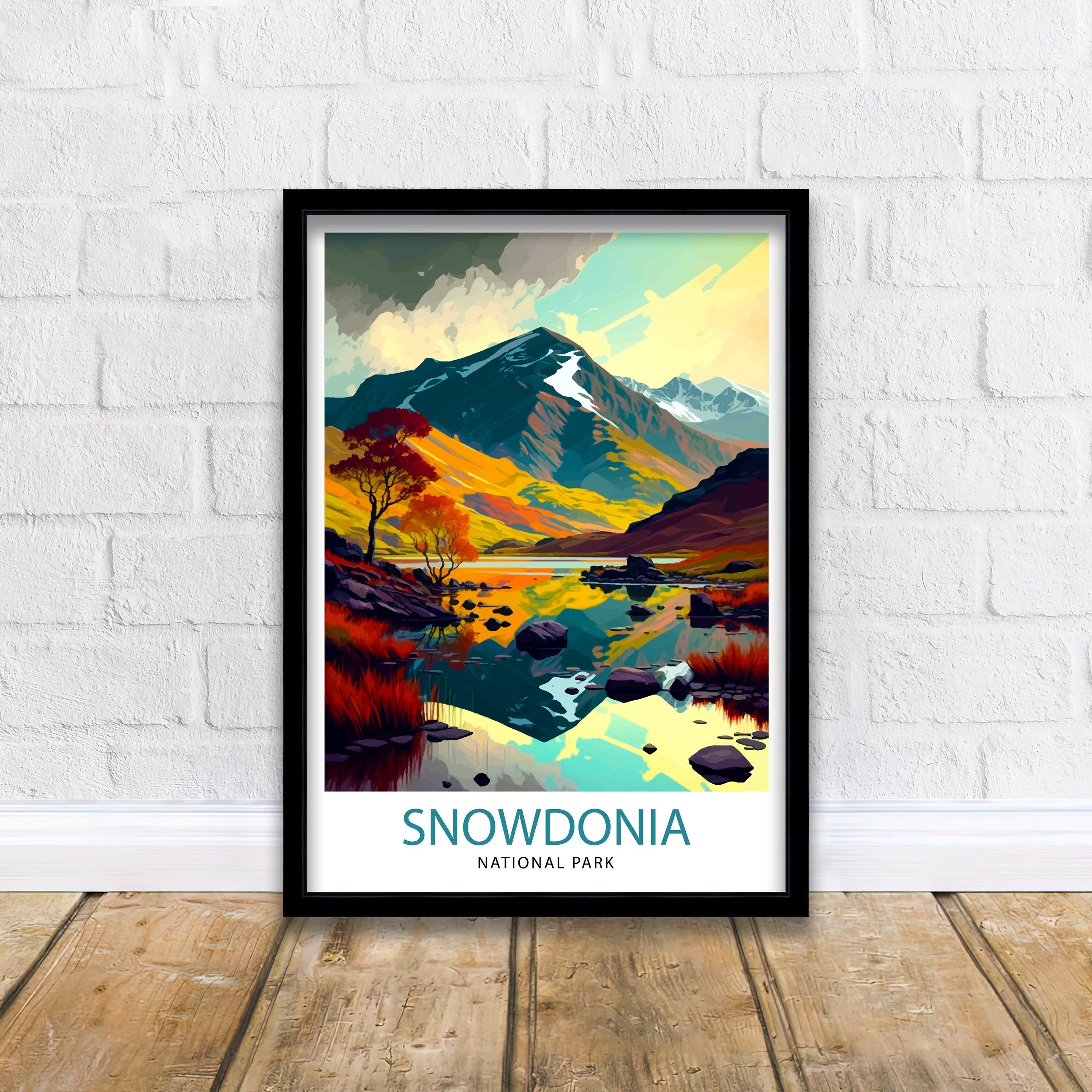 Snowdonia National Park Travel Print Snowdonia Wall Decor Snowdonia Home Living Decor Snowdonia Illustration Travel Poster Gift