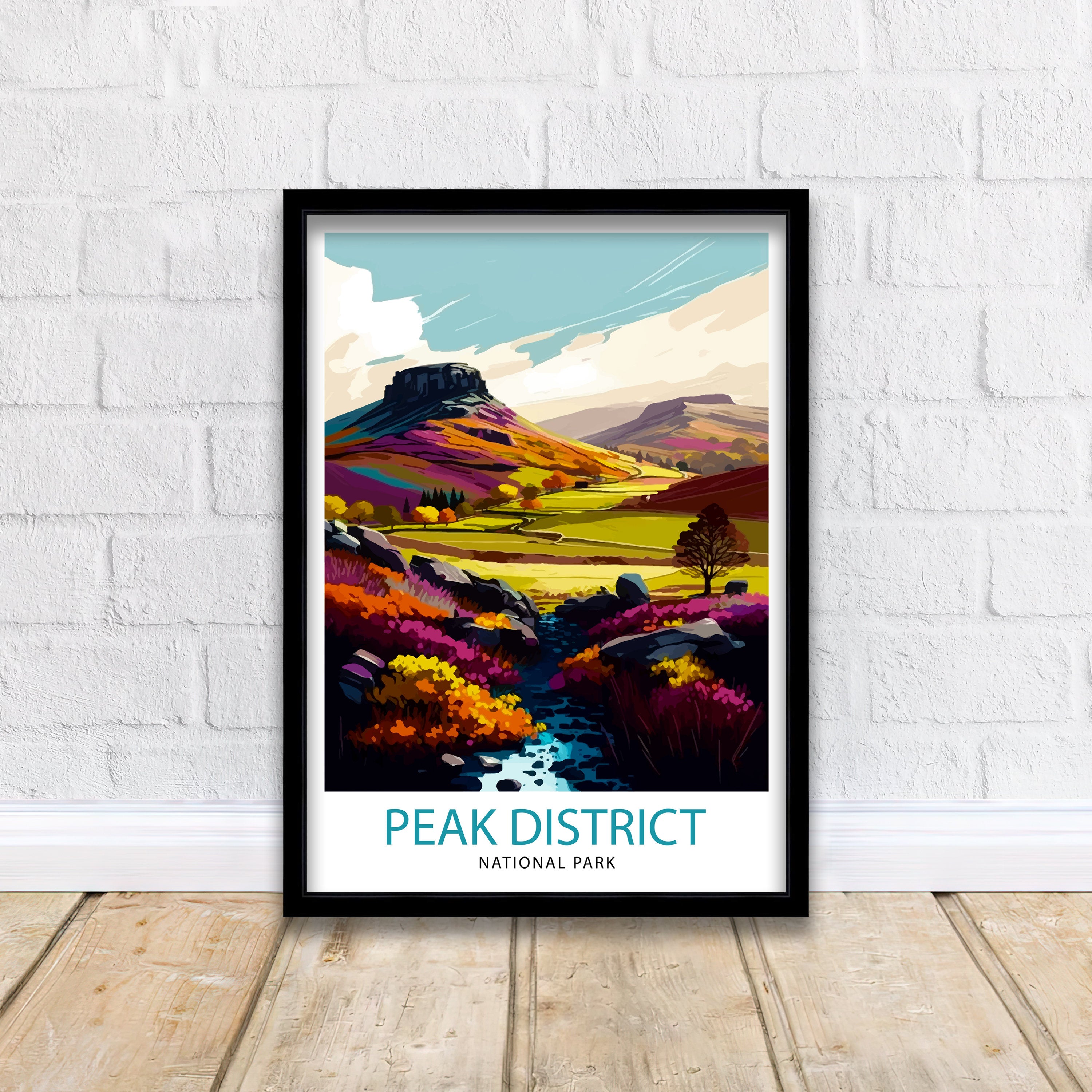 Peak District National Park Travel Print Peak District Wall Decor Peak District Home Living Decor Peak District Illustration Travel Poster