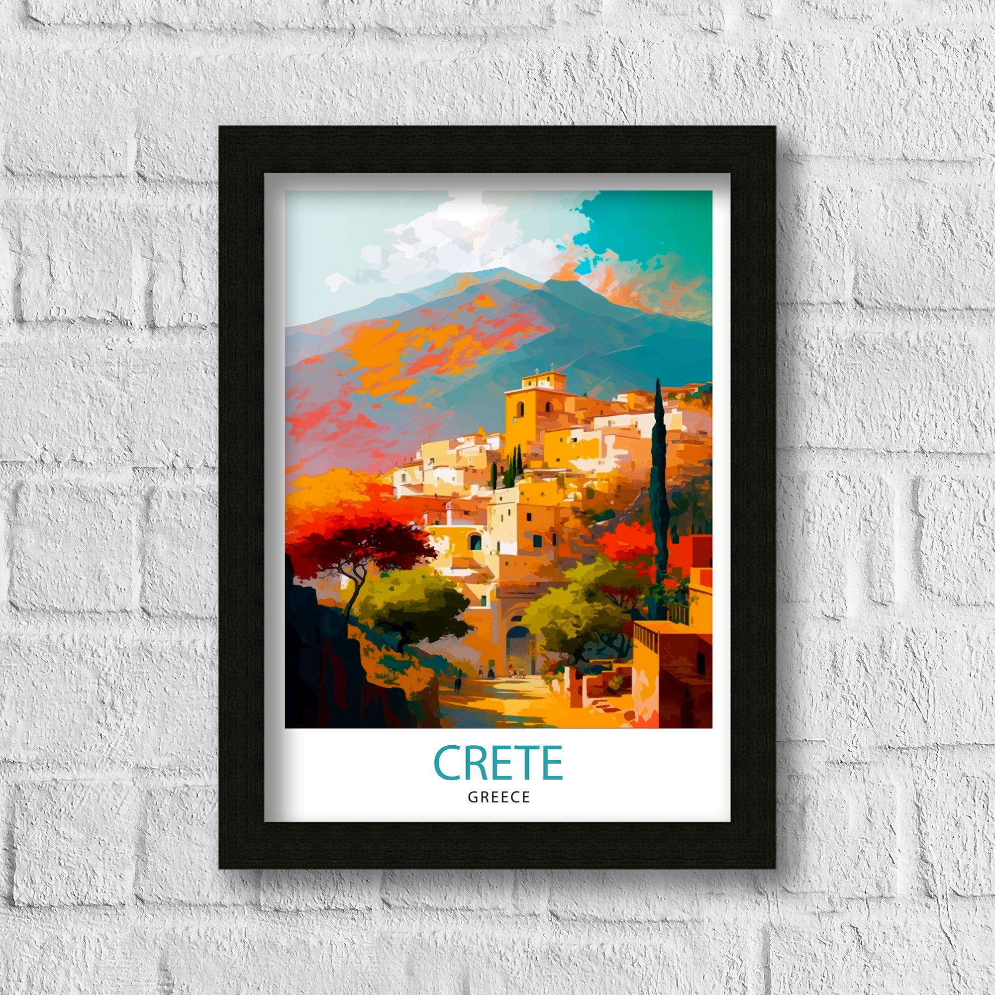 Crete Greece Travel Print Crete Wall Decor Crete Home Living Decor Crete Greece Illustration Travel Poster Gift for Crete Greece Home Decor