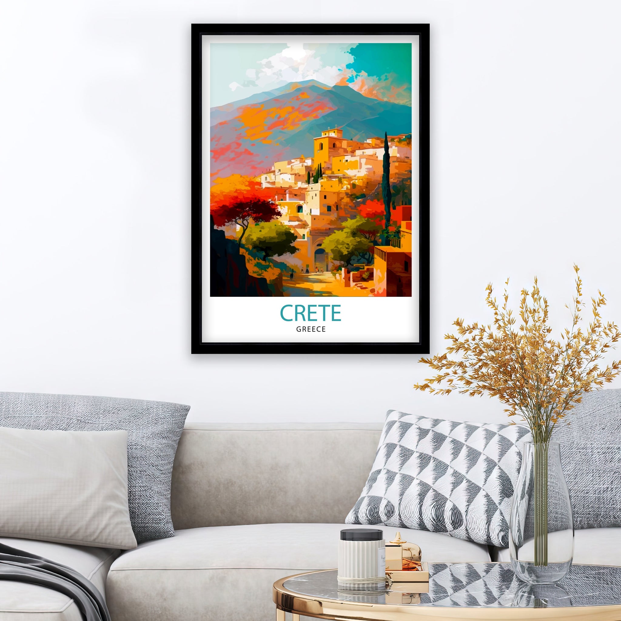 Crete Greece Travel Print Crete Wall Decor Crete Home Living Decor Crete Greece Illustration Travel Poster Gift for Crete Greece Home Decor